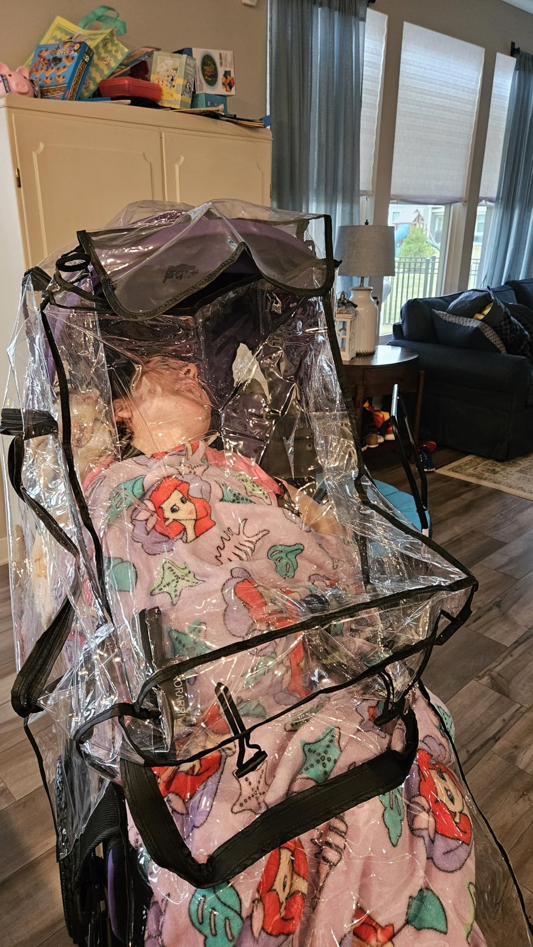 Large Stroller Sunshade & Rain Cover - Protect Your Baby Stroller from Sun, Rain, Wind, Dust - Built in Mosquito Netting, Universal Weather Shield for Baby Carriage customer photo 2