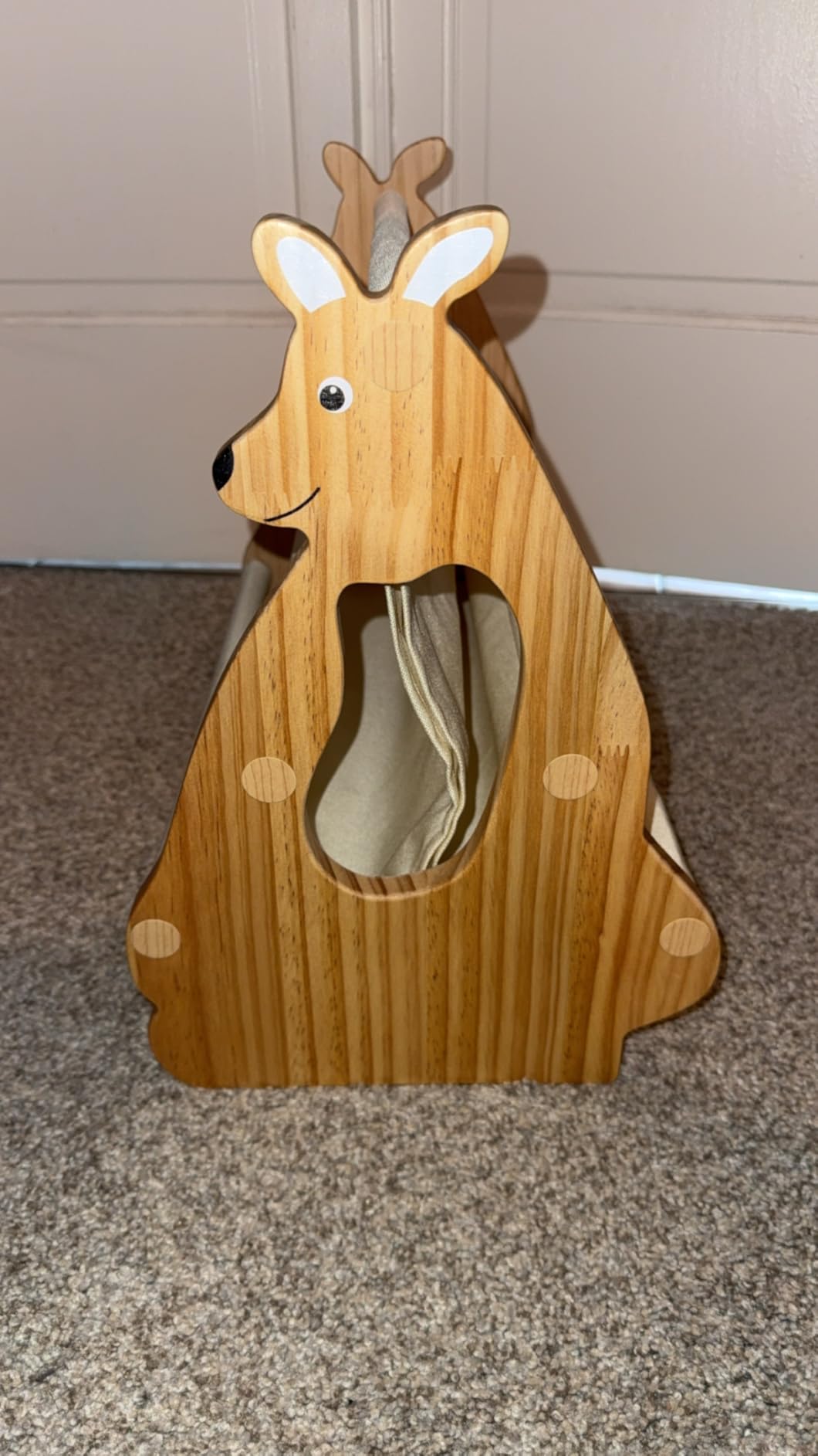 Double Sided Kids Bookshelf - 2 Tier Portable Toddler Bookshelf, Book Shelf for Kids Rooms & Playroom, Cute Kangaroo Design Wooden Montessori Baby Bookshelf,Toddler Book Display Shelve,Nature customer photo 1