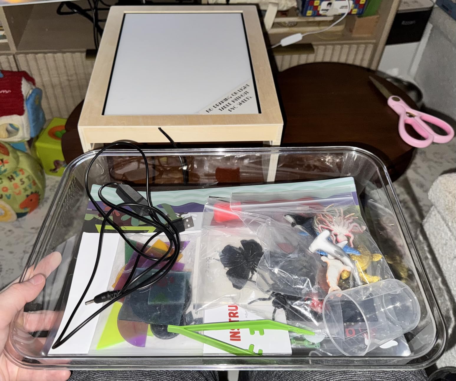 bopoobo Light Table for Kids - Sand Painting Light Box All-in-One Sandbox Alternative with Tracing Light Box, 10 Dimming Levels & 50+ Pieces(USB) customer photo 1