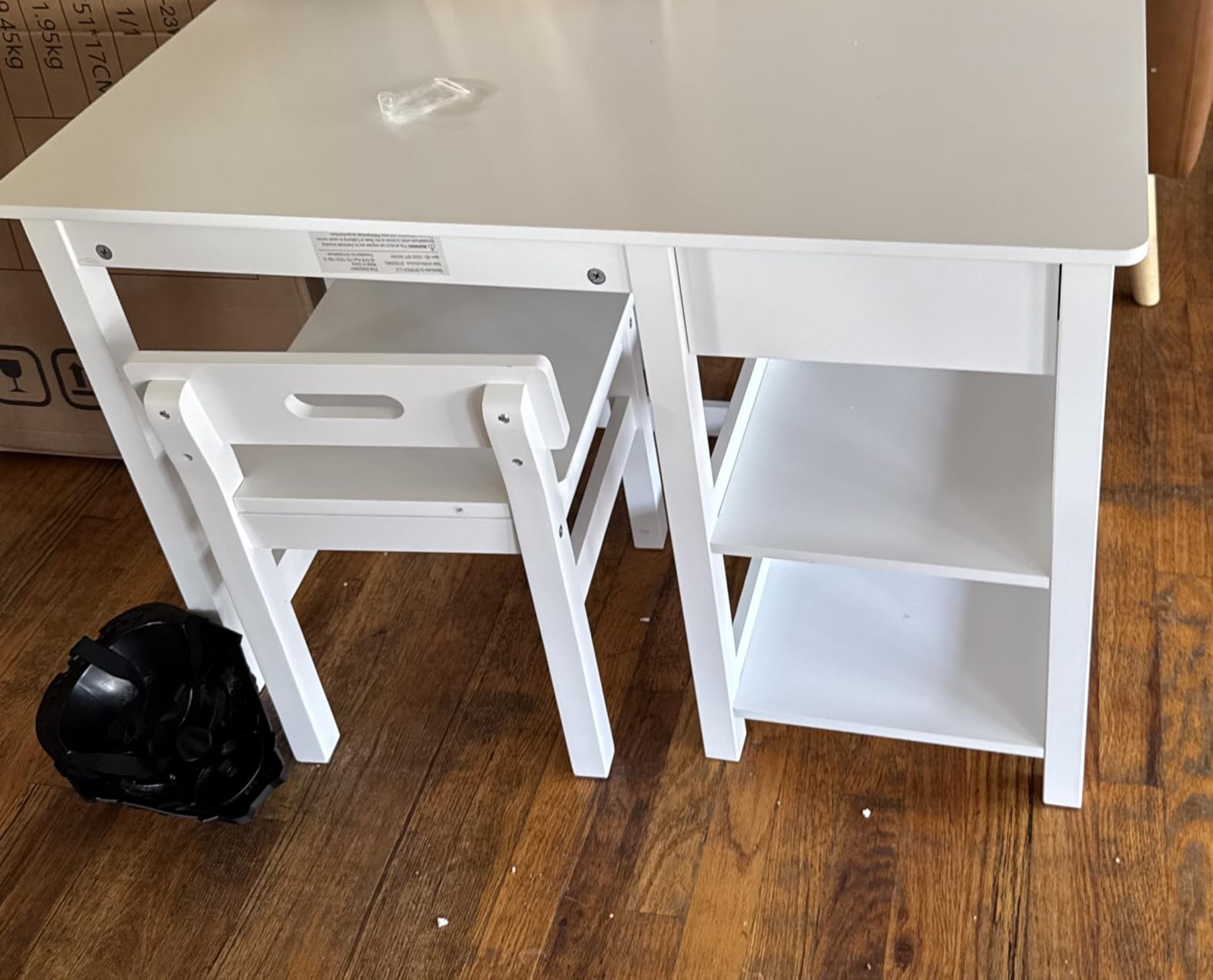 Spirich Kids Desk and Chair Set, Kids Study Desk with Drawer and Shelves, Children Wooden Study Table for 3-8 Years Old, Student Writing Table Computer Workstation customer photo 1