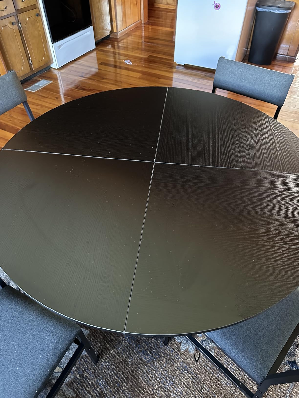 HUAHUU Round Dining Table Set for 6, 7-Piece Kitchen Table and Chairs for 6, 47'' Round Dining Room Table Set with 6 Chairs, Space Saving Dining Table with Wood Base for Kitchen, Living Room, Black customer photo 2