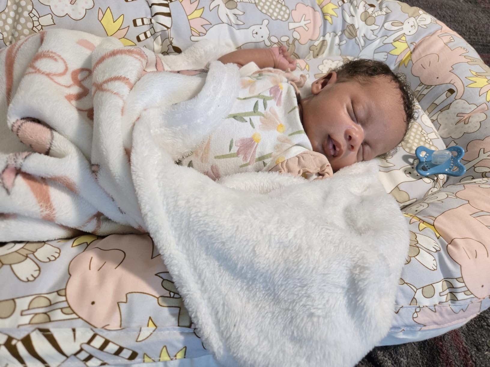 Baby Lounger | Organic Cotton Infant Support Cushion | Reversible, Adjustable & Portable Floor Lounger | Soft, Breathable, Washable Cover customer photo 2