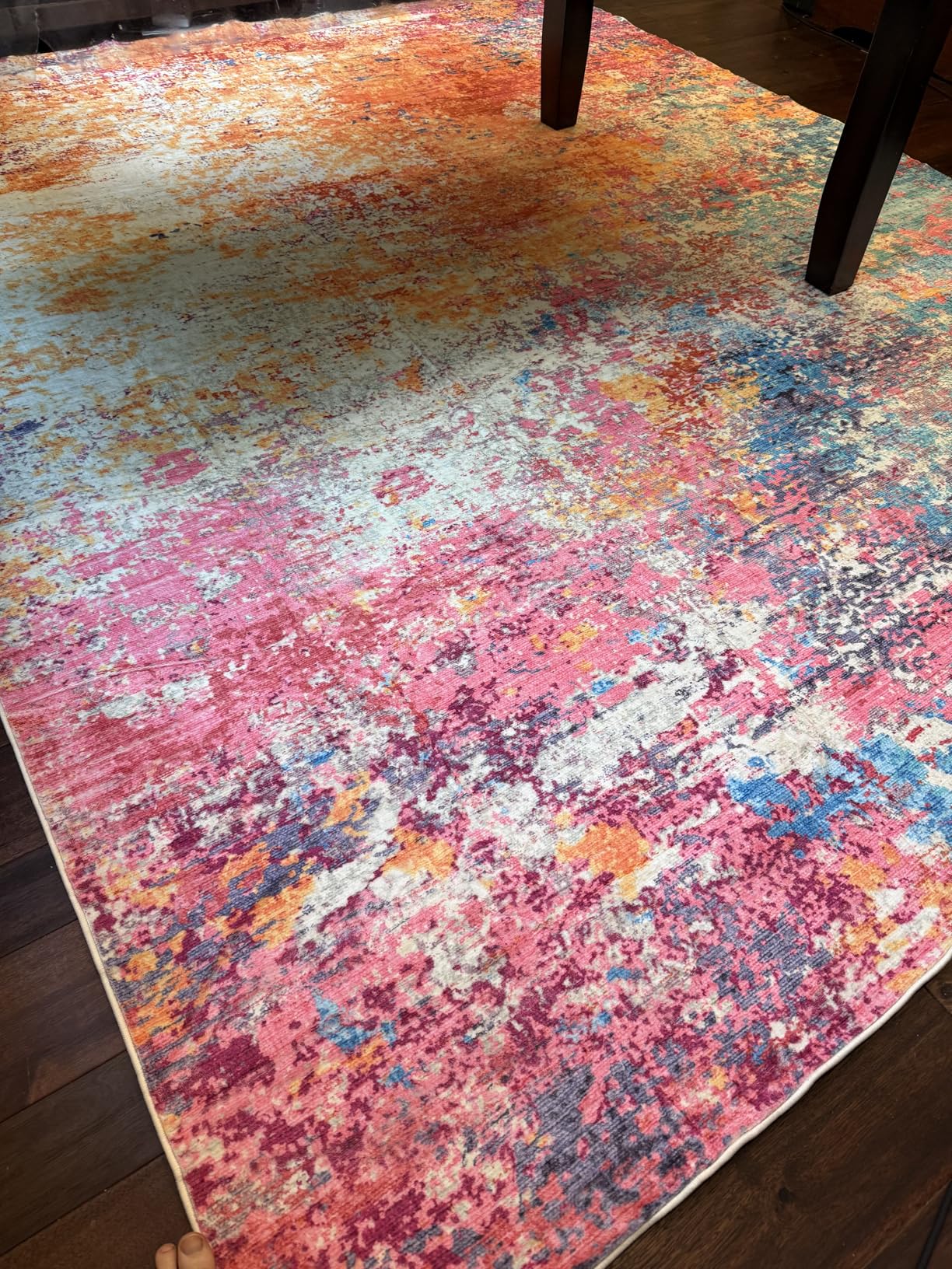 Rugflix 8x10 Area Rugs for Living Room, Washable Colorful Rainbow Rug Stain-Resistant Low Pile, Modern Abstract Large Carpet Non-Slip for Kids Girls Room Nursery Bedroom Home Office customer photo 1