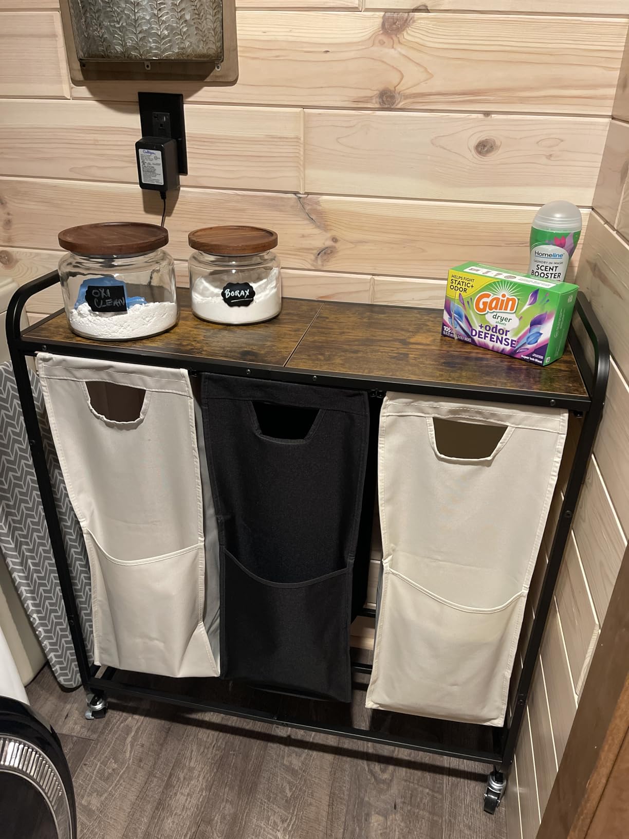 Laundry Sorter 3 Section,Laundry Basket with Wheels,3x15.8 Gal (60L) Laundry Hamper Organizer with Large Wooden Desktop Sorter,Pull-Out and Removable 900D Oxford Fabric Laundry Bags for Laundry Room customer photo 1