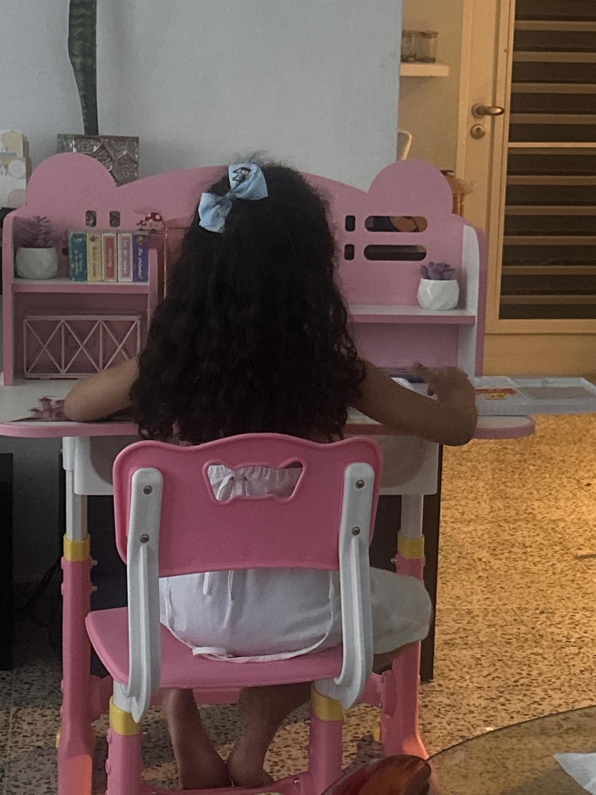 Kids Desk and Chair Set, Height Adjustable Child's School Study Writing Tables, Kids Desk with Bookstand and Storage Drawer, Widened Desktop with Desktop for Boys and Girls (Gray-F) customer photo 1