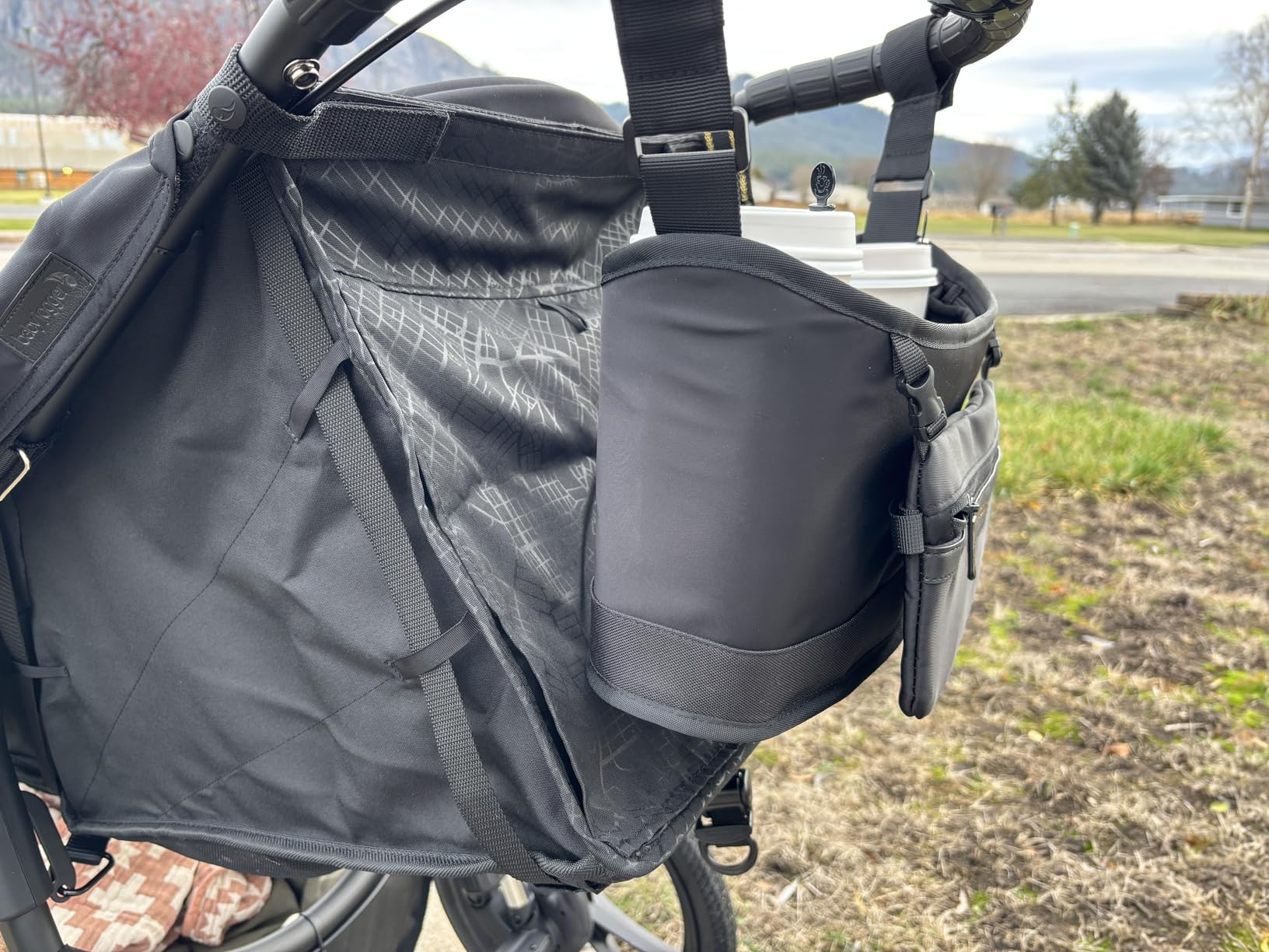 Momcozy Universal Stroller Organizer | Minimalist Caddy with 2 Insulated Bottle Holder | Silicone Anti-Slip Straps | Detachable Mini Pouch | Durable Dense-Weave, Fits for UPPAbaby/Doona & More customer photo 2