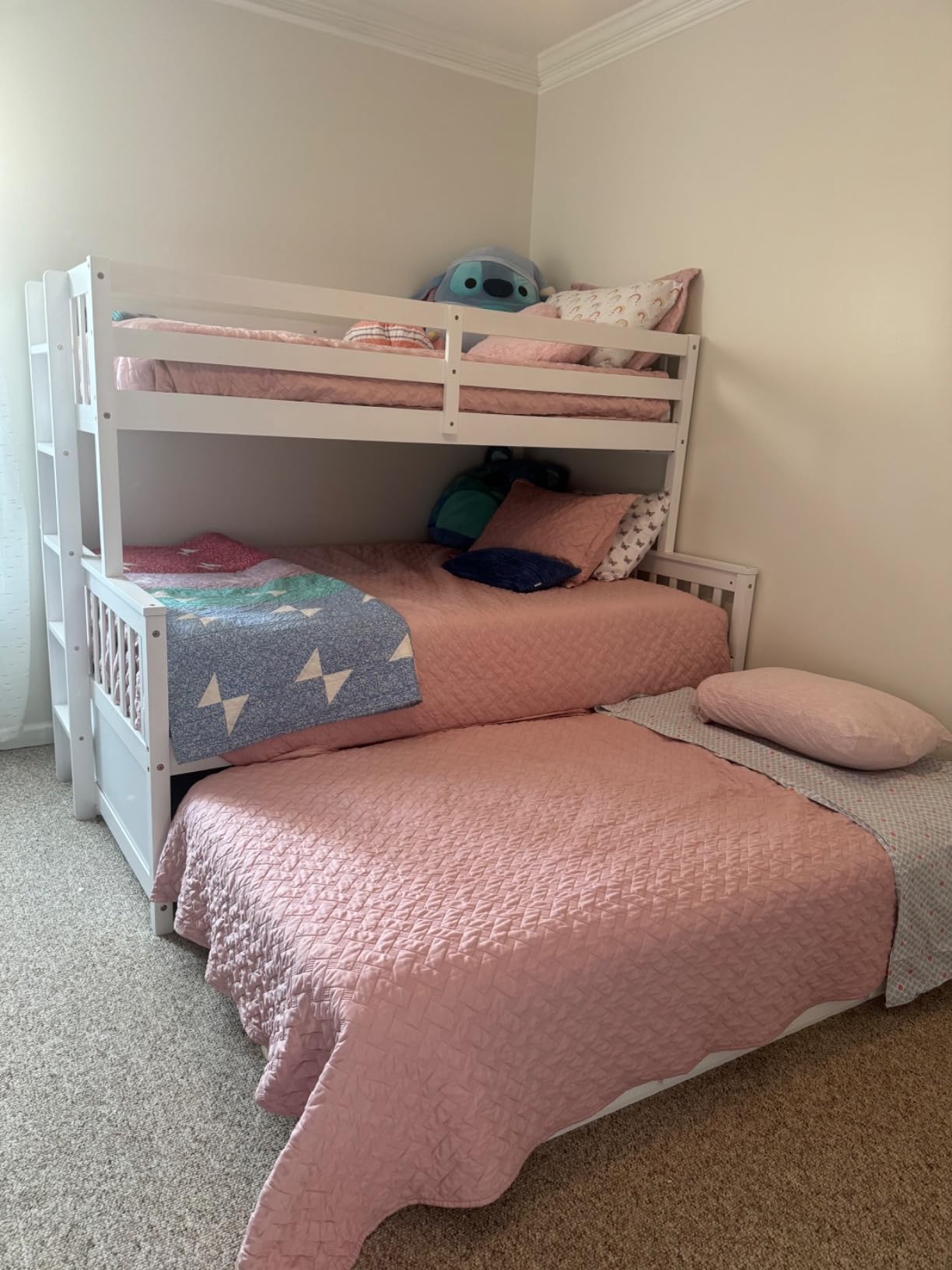 Harper & Bright Designs Twin-Over-Twin Bunk Bed with Two Storage Drawers, Solid Wood Twin Size Bunk Bed with Guardrail and Removable Ladder, Can be Converted Into 2 Separate Beds, Grey customer photo 2