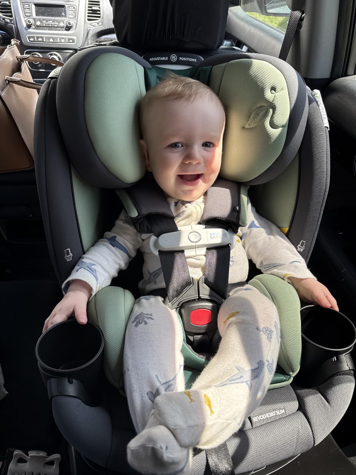 Evenflo Revolve360 Slim 2-in-1 Rotating Car Seat with Green & Gentle Fabric (Agate) customer photo 1