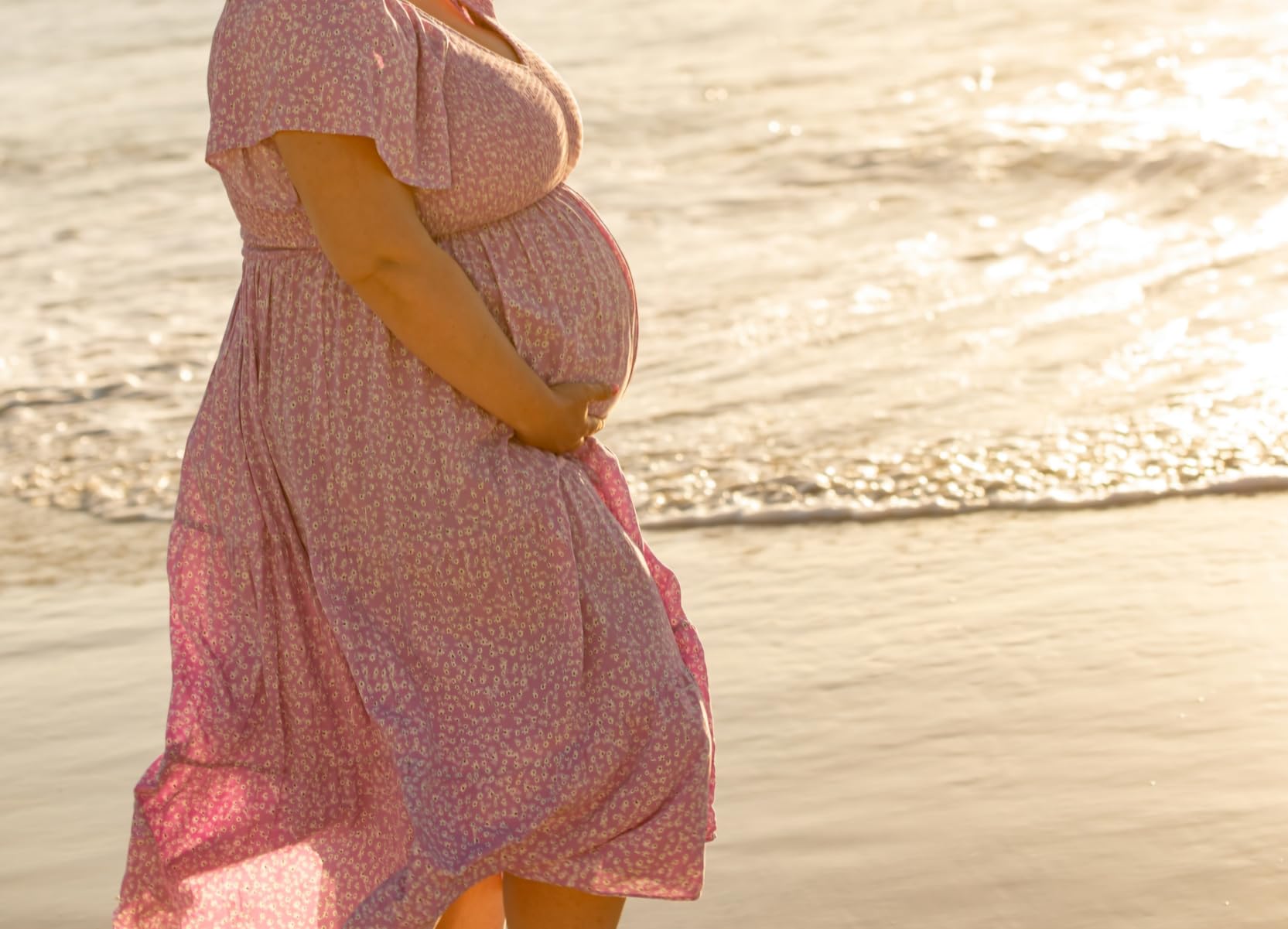 Maternity Dress for Baby Shower - 2025 Photoshoot Pregnancy Summer Midi Casual Flutter Sleeve Dress customer photo 2