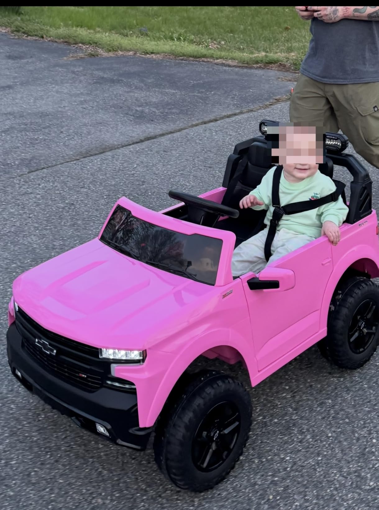 First Ride On 24V 2 Seater Ride on Car for Kids, Licensed Chevrolet Silverado Electric Car for Kids with Remote Control, Toddler Car with Bluetooth, LED Lights, Seat Belts and Spacious Design (White) customer photo 1