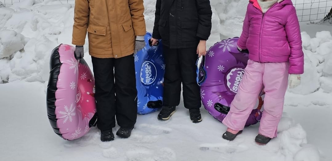 36'' 3Pack Snowman Snow Tubes for Kids & Adults, Durable Cold-Resistant PVC Inflatable Snow Sled, Heavy-Duty Hard Bottom & Handles, Perfect for Family Sports Fun customer photo 1