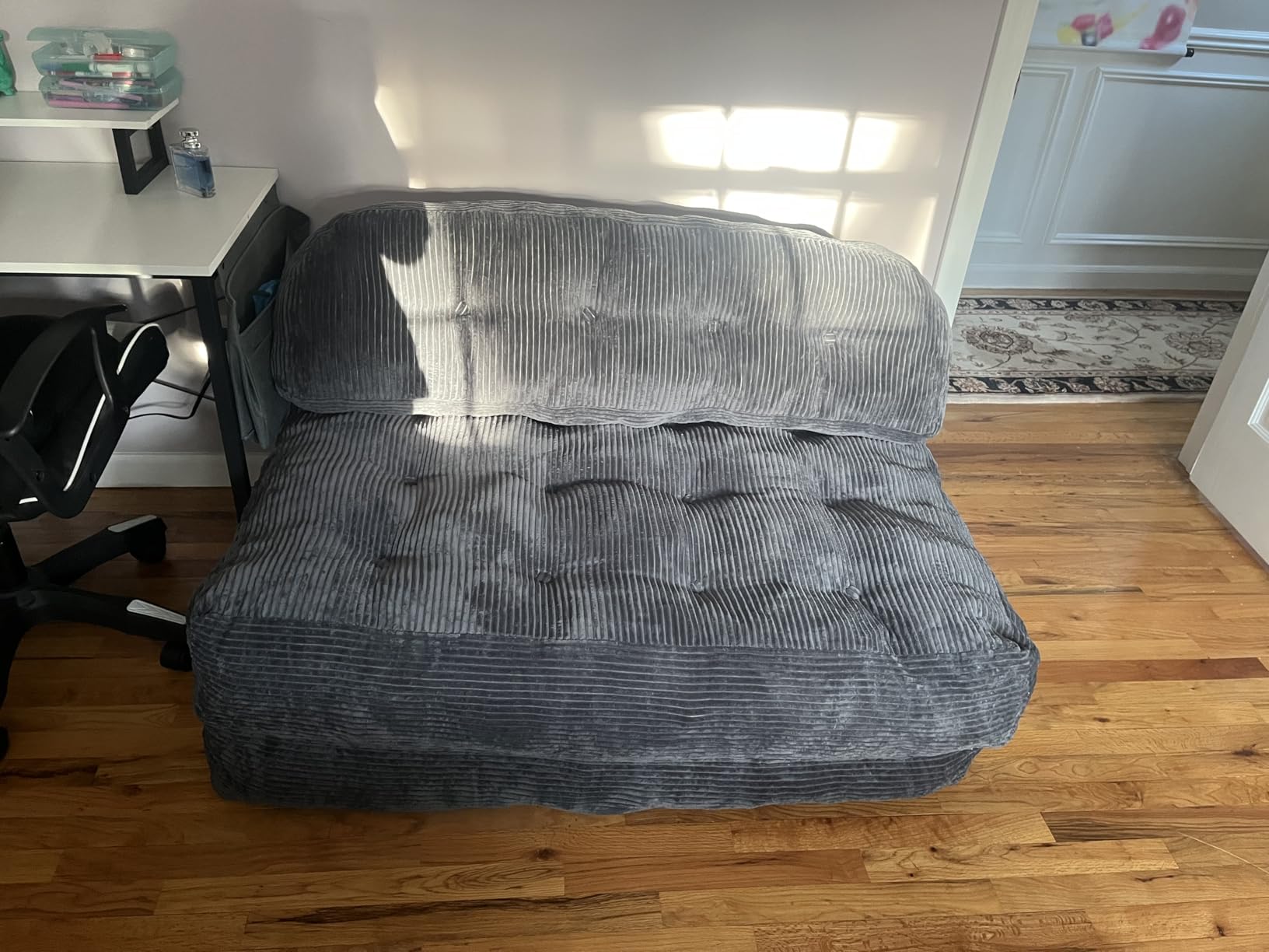 Folding Sofa Bed, Convertible Sleeper Chair with Back Support and Pillow Futon, Boneless Foldable Couch for Living Room/Guest Use/Home Office, Foldable Chair Bed for Adults, Dark Gray customer photo 2