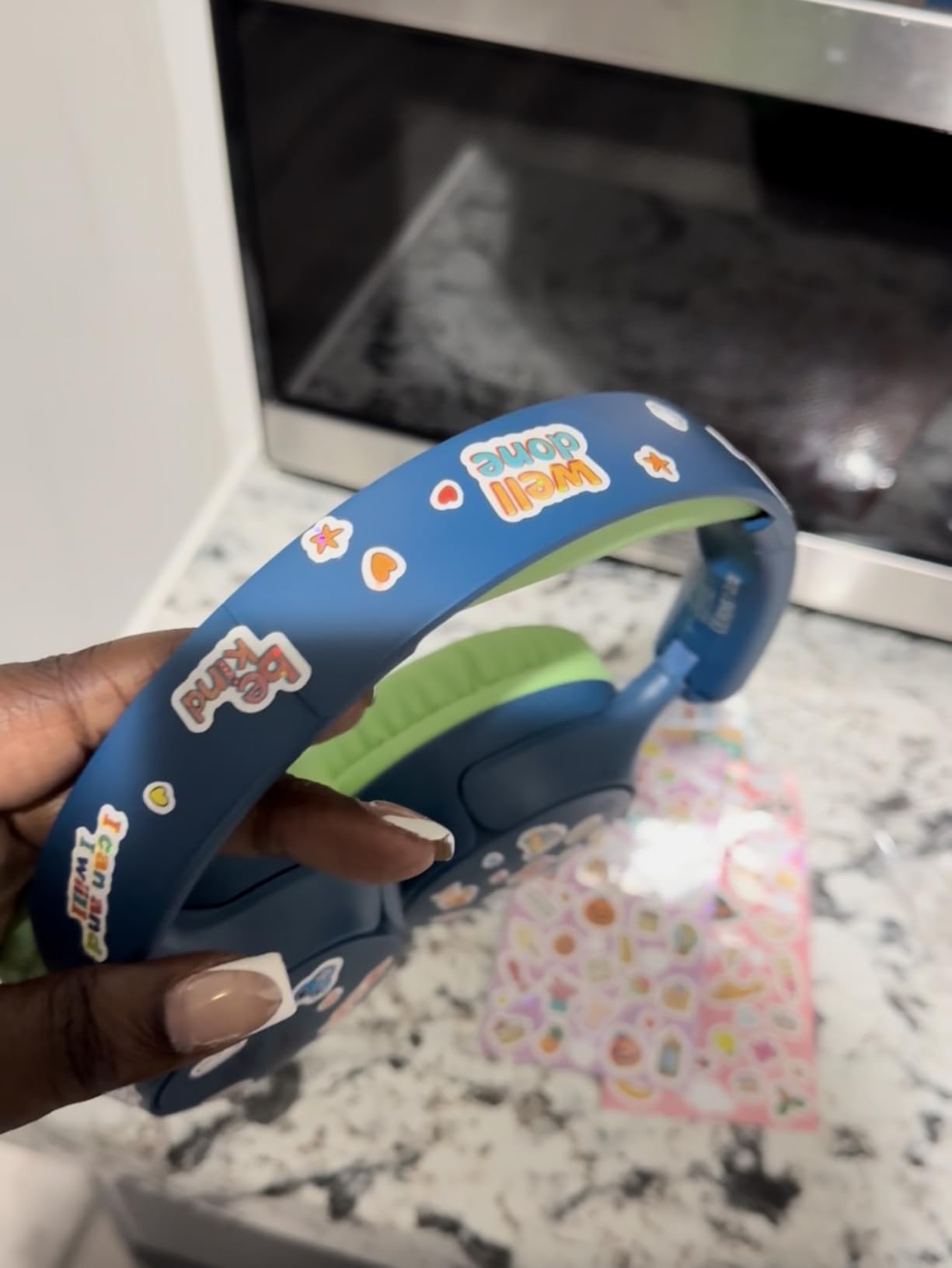 Kids Bluetooth Headphones Active Noise Cancelling, 68H Play Time, Lightweight Wireless Foldable Over-Ear Headphone for Kid Toddler, Volume Limited 85/94dB, Headsets with Built-in Mic Blue customer photo 1