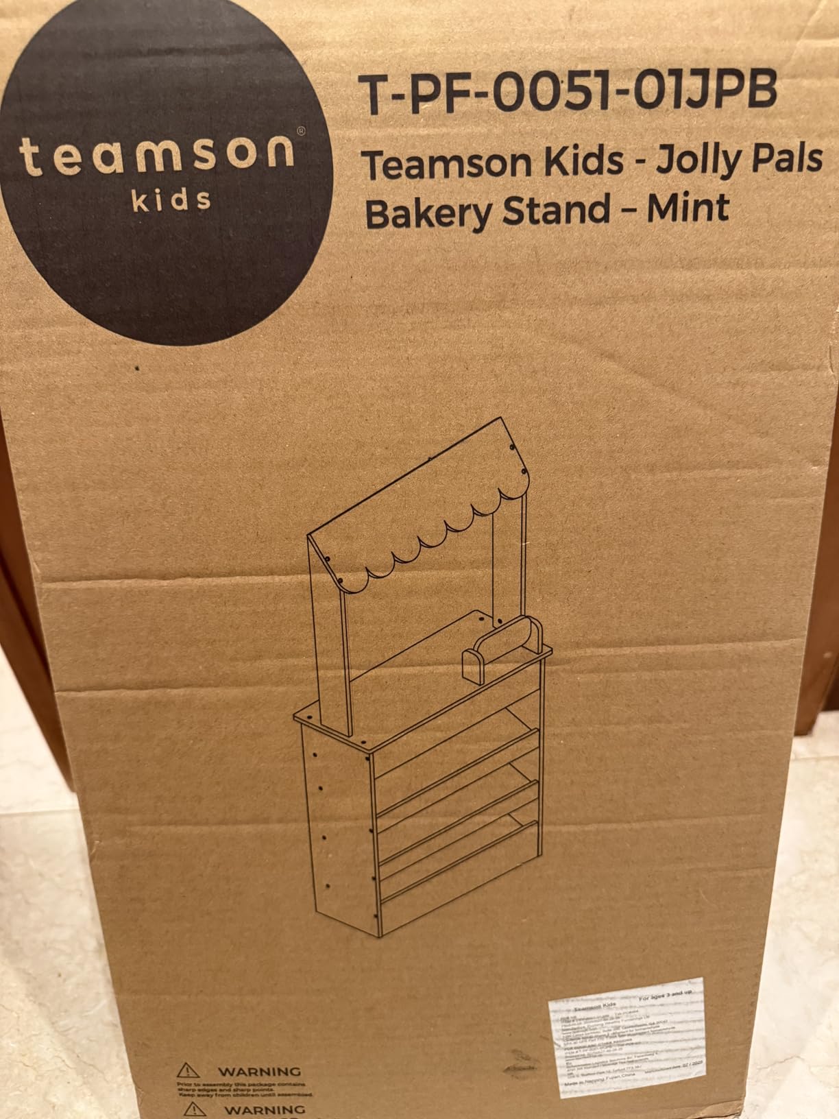 Teamson Kids Jolly Pals Wooden Bakery Market Stand Pretend Playset for Kids Ages 3+, Pastry Play Food Rotating Open/Close Sign, Hidden Storage customer photo 2