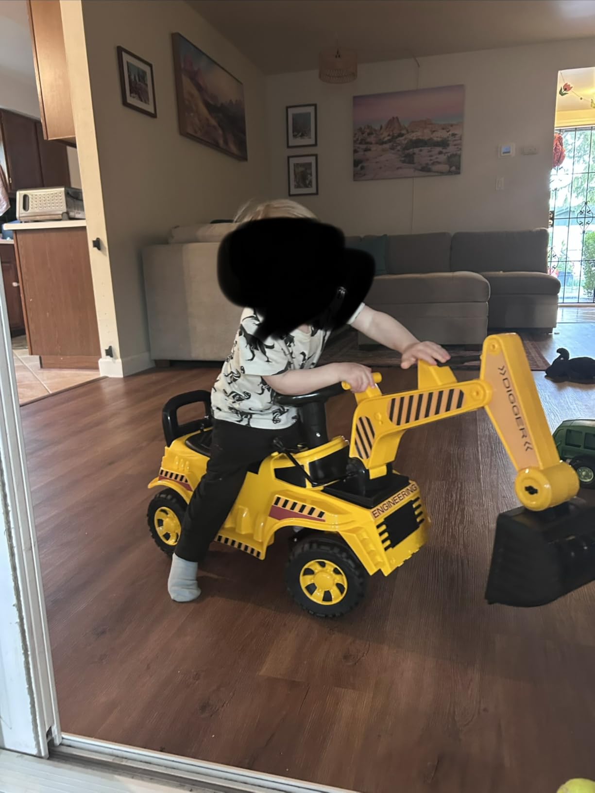 VEVOR Ride On Toddler Car, Ride on Excavator Car for Toddler 19 to 36 Months, Excavator Bulldozer Digger Toy with Under-seat Storage & Music, 55 lbs Load Capacity, Foot-to-Floor Walker for Kid, Yellow customer photo 1