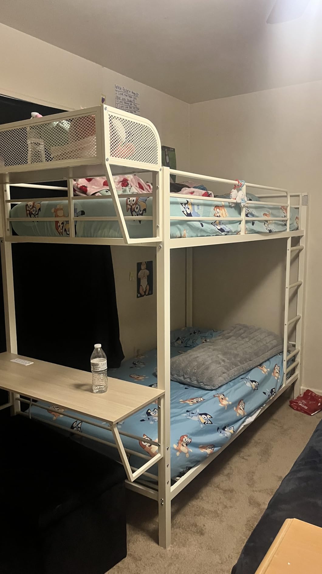 Bunk Bed Twin Over Twin, Metal Bunk Beds with Power Outlets & Desk, Heavy-Duty Bunkbeds Frame with Safety Guardrail & Ladders, Upper Bed with Storage Rack, No Box Spring Needed, for Juniors, Black customer photo 1
