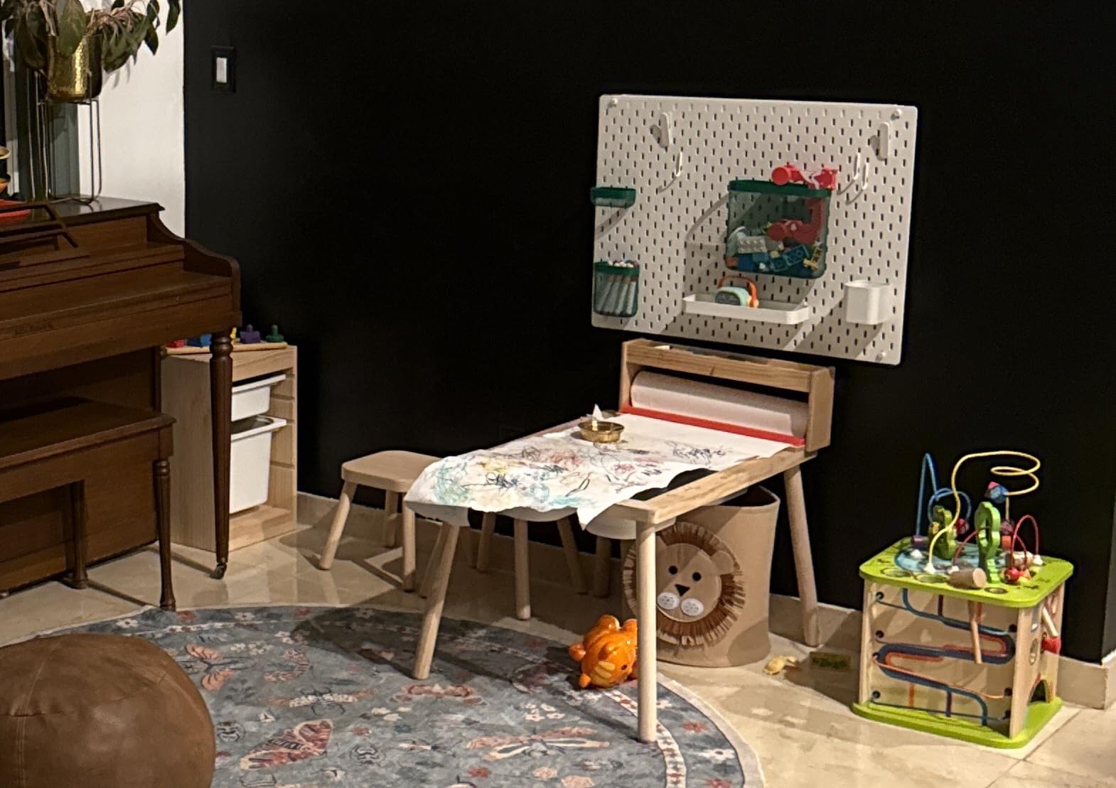 WINGYZ Sensory Table and Chairs, Toddler Activity Table and 2 Chair Set with Storage Cabinet & Bins, 6 in 1 Kids Desk Art Table with Paper Roll for Playrooms Daycare, Sensory Tables for Toddler Gifts customer photo 2