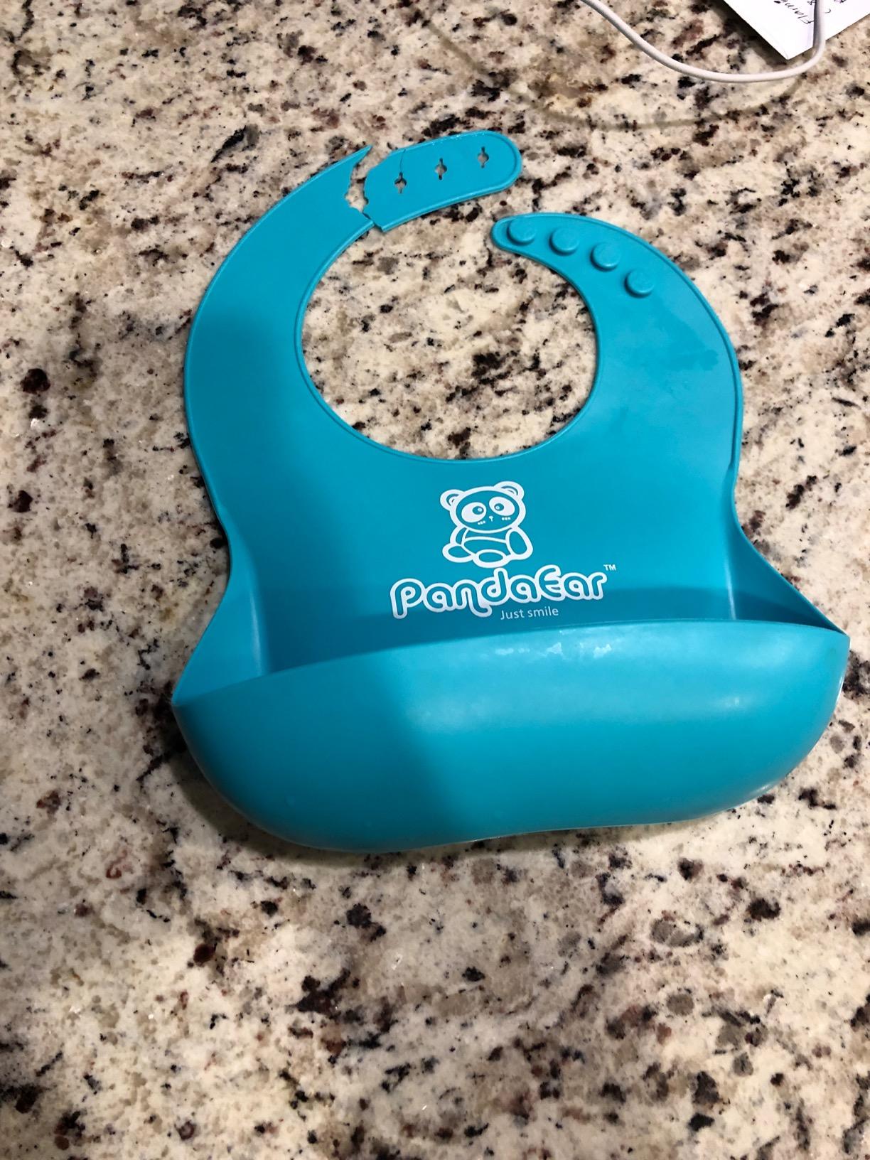 PandaEar 5 Pack Waterproof Silicone Baby Bibs, Super Thin Light Weight Feeding Bib with Food Catcher Pocket customer photo 1