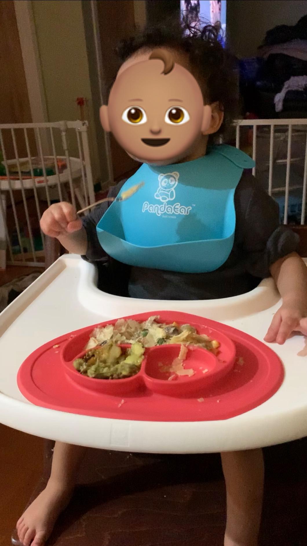 PandaEar 5 Pack Waterproof Silicone Baby Bibs, Super Thin Light Weight Feeding Bib with Food Catcher Pocket customer photo 2