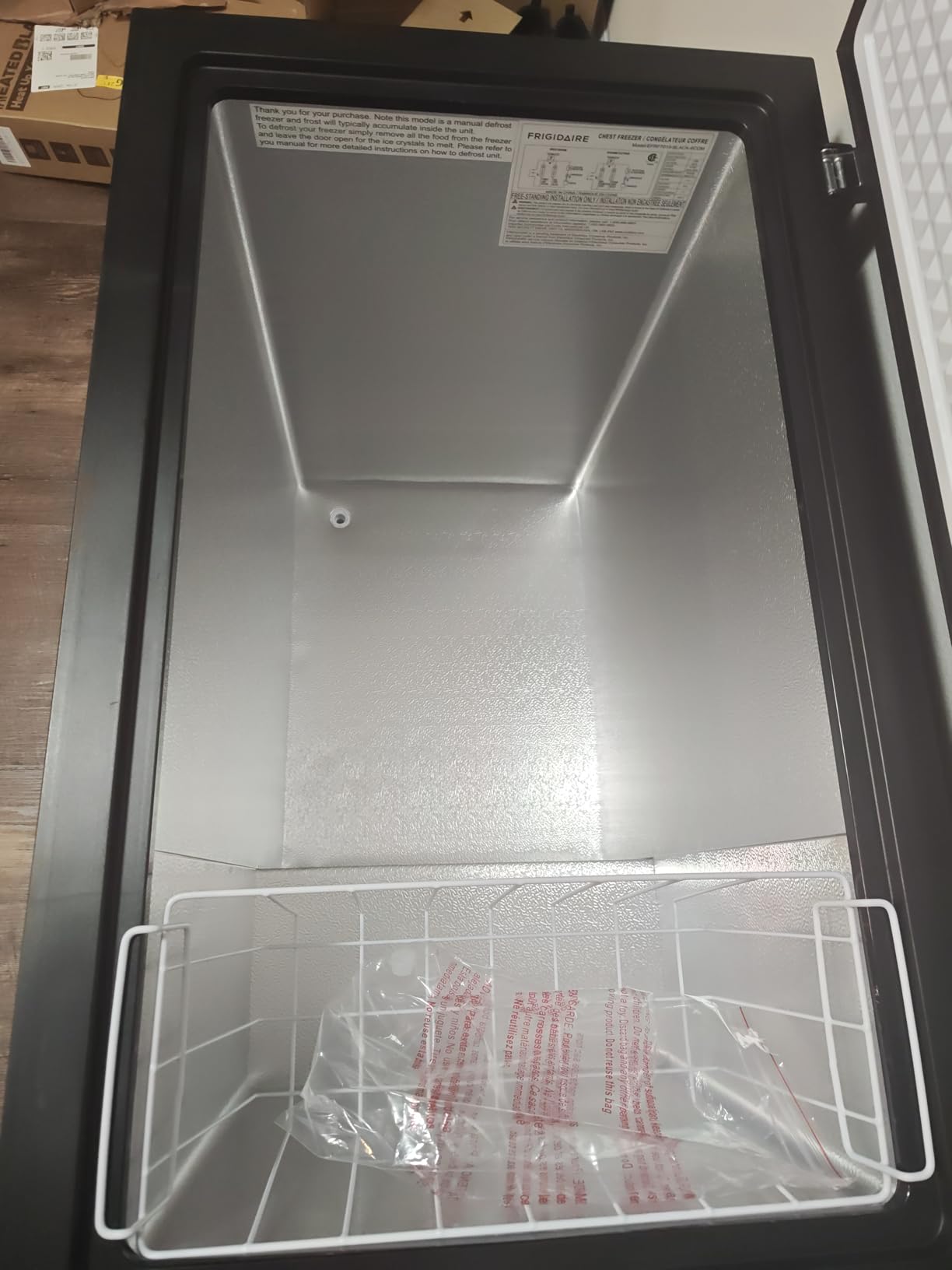 Frigidaire Chest Deep Freezer, 7 Cu. Ft. Capacity, Shiny Stainless Steel Top Lid Design, Adjustable Thermostat, Removable Vinyl Coated Wire Basket, Easy Defrost Drain, Garage Ready customer photo 2
