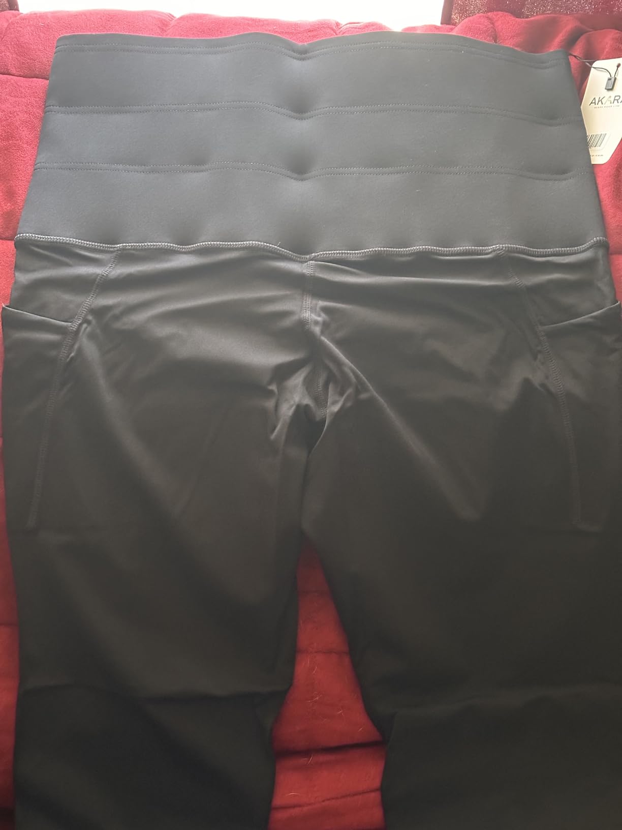 Postpartum Tummy Control Leggings for Women - No Roll Down Leggings - Two Pockets Three Tier High Waist Band Yoga Pants customer photo 1