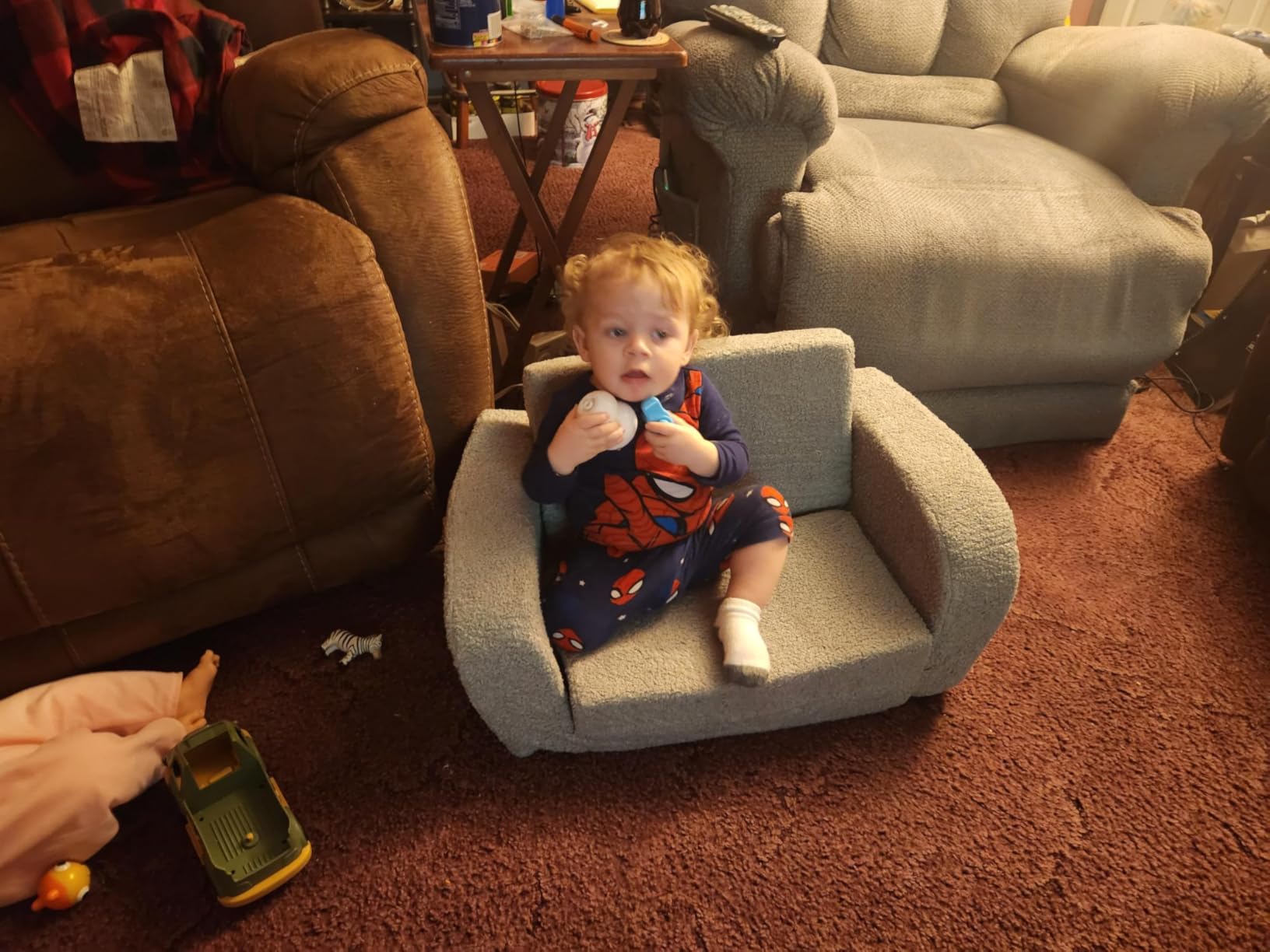 Toddler Couch, 2-in-1 Convertible Toddler Chair, Grey customer photo 1