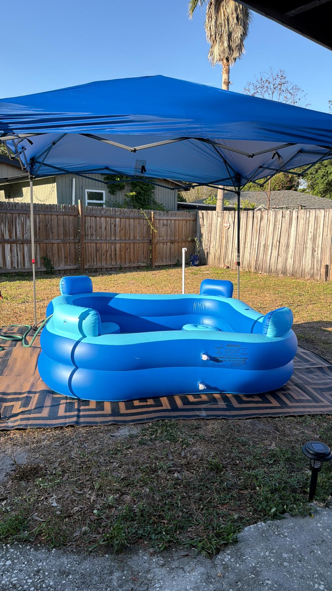 Inflatable Pool with Seats & Headrests, 8ft x 8ft, Electric Pump and Ground Tarp Included customer photo 2