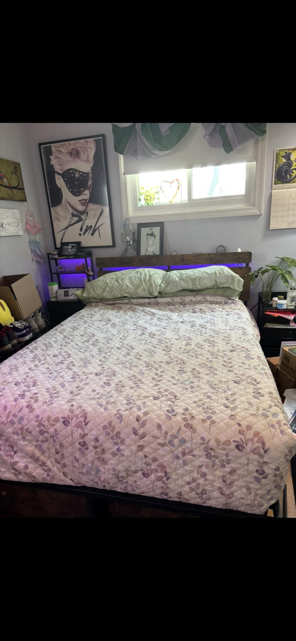 Forestell Twin Bed Frames with Wood Headboard, Metal Platform Bed with 2 Storage Drawers & Shelf, Built in Charging Station & LED Lights, No Box Spring Needed (Vintage Brown) customer photo 1