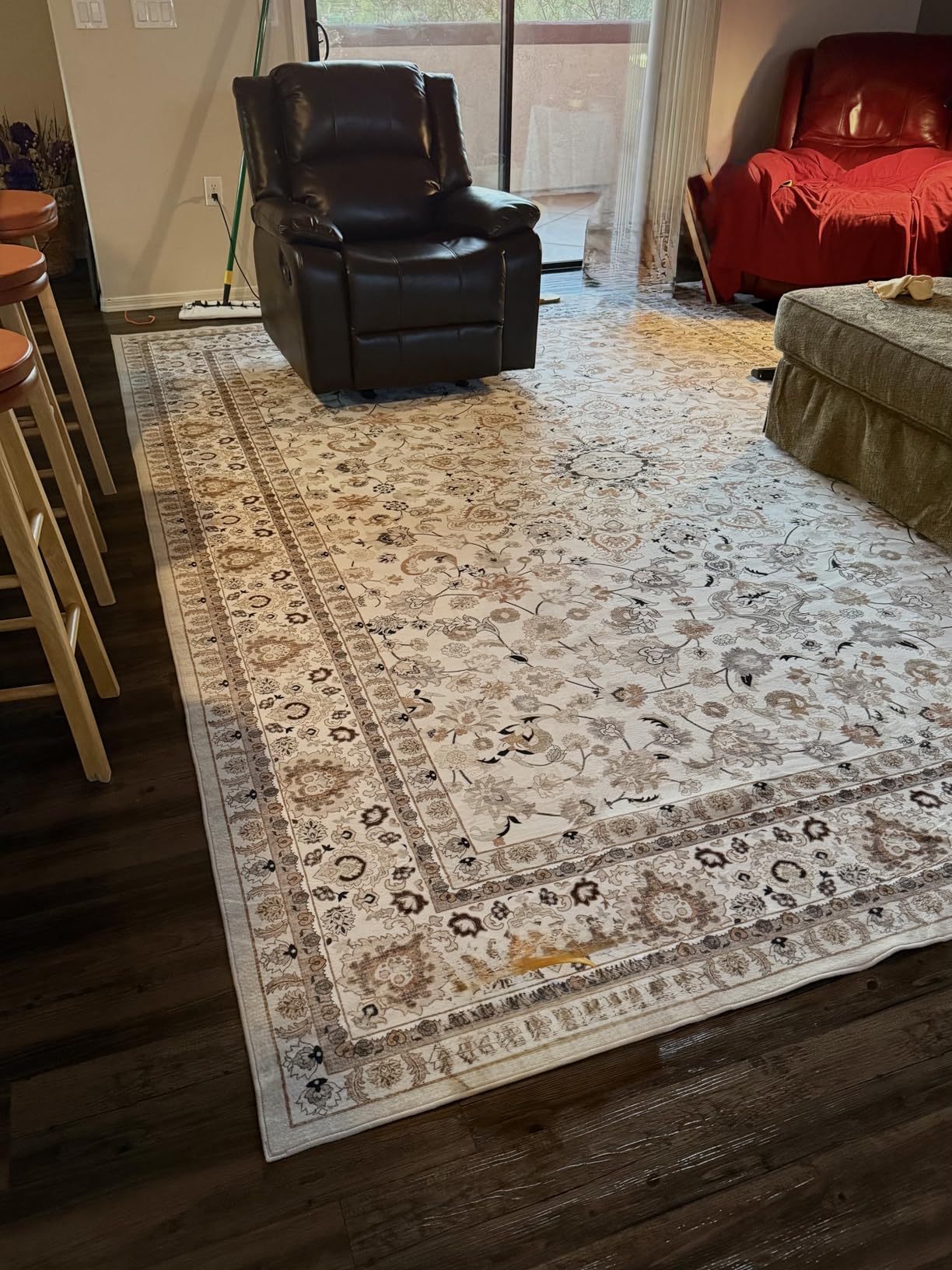 5x7 Area Rugs Living Room Rug: Washable Vintage Boho Rug No Slip Stain Resistant Soft Carpet Indoor Floor Floral Large Carpets for Bedroom Dining Room Farmhouse Nursery Hallway Home Office Beige customer photo 2