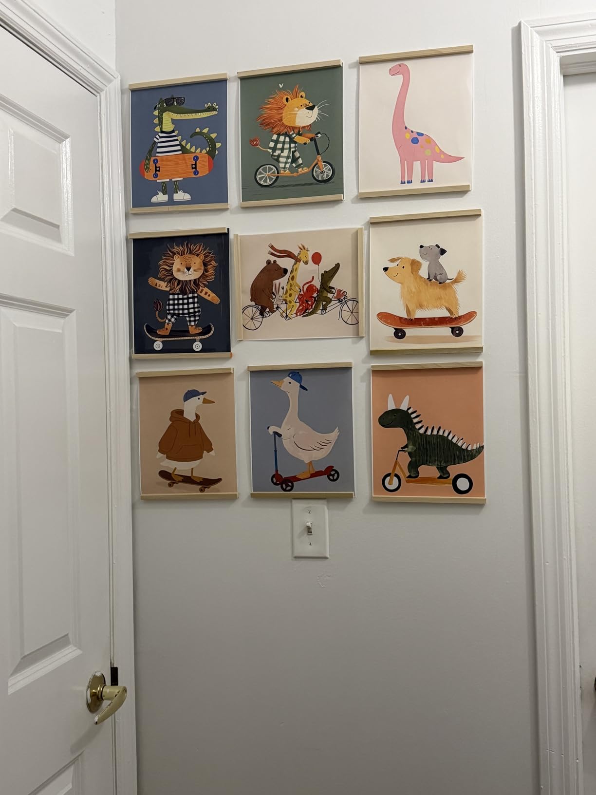 SAMHOU Kids Room Wall Art Set of 9, Funny Cute Cartoon Animal Canvas Prints, Nursery Wall Decor Paintings for Boys Girls Bedroom Baby Room Playroom Classroom Decoration 8x10 Inch Unframed customer photo 2