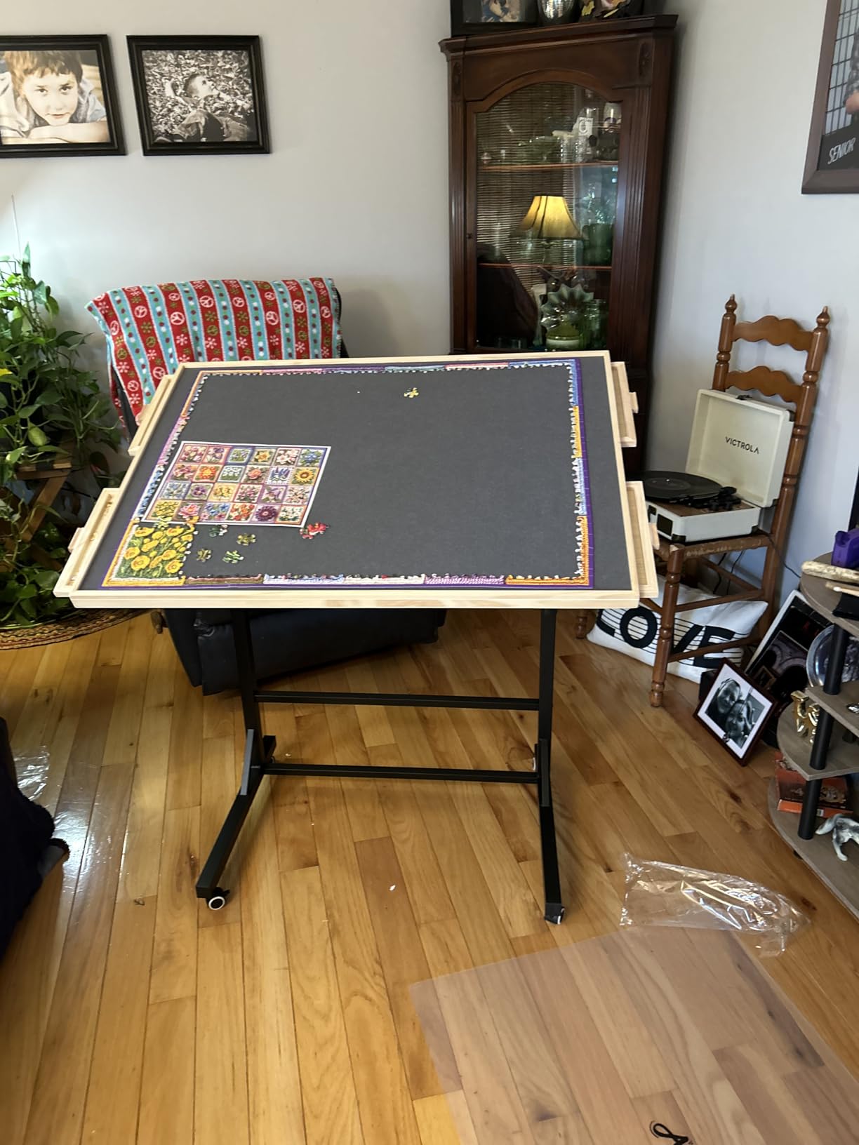 ALL4JIG 1500 Pieces Puzzle Table with Legs and Wheels, 24.92