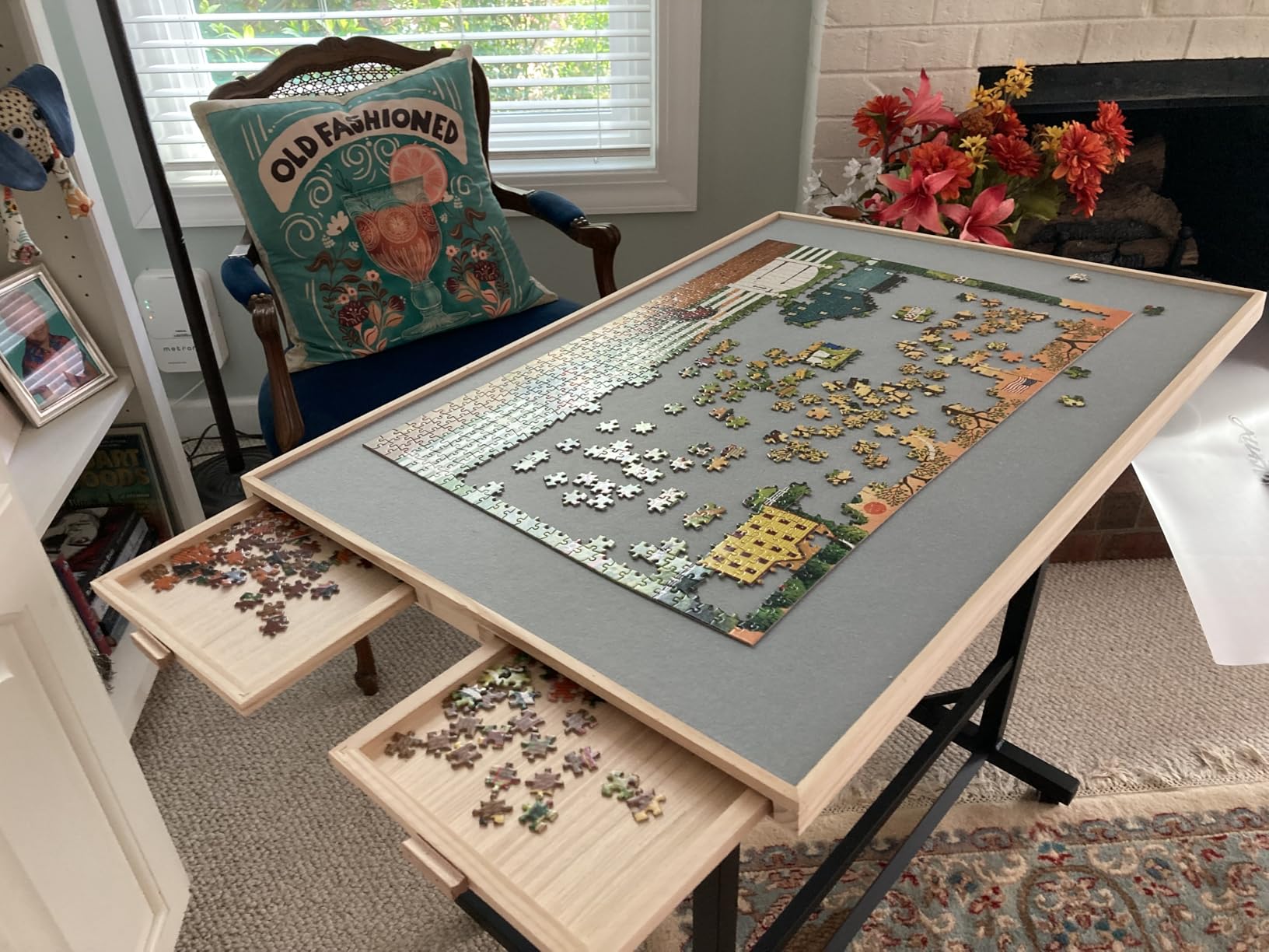 ALL4JIG 1500 Pieces Puzzle Table with Legs and Wheels, 24.92