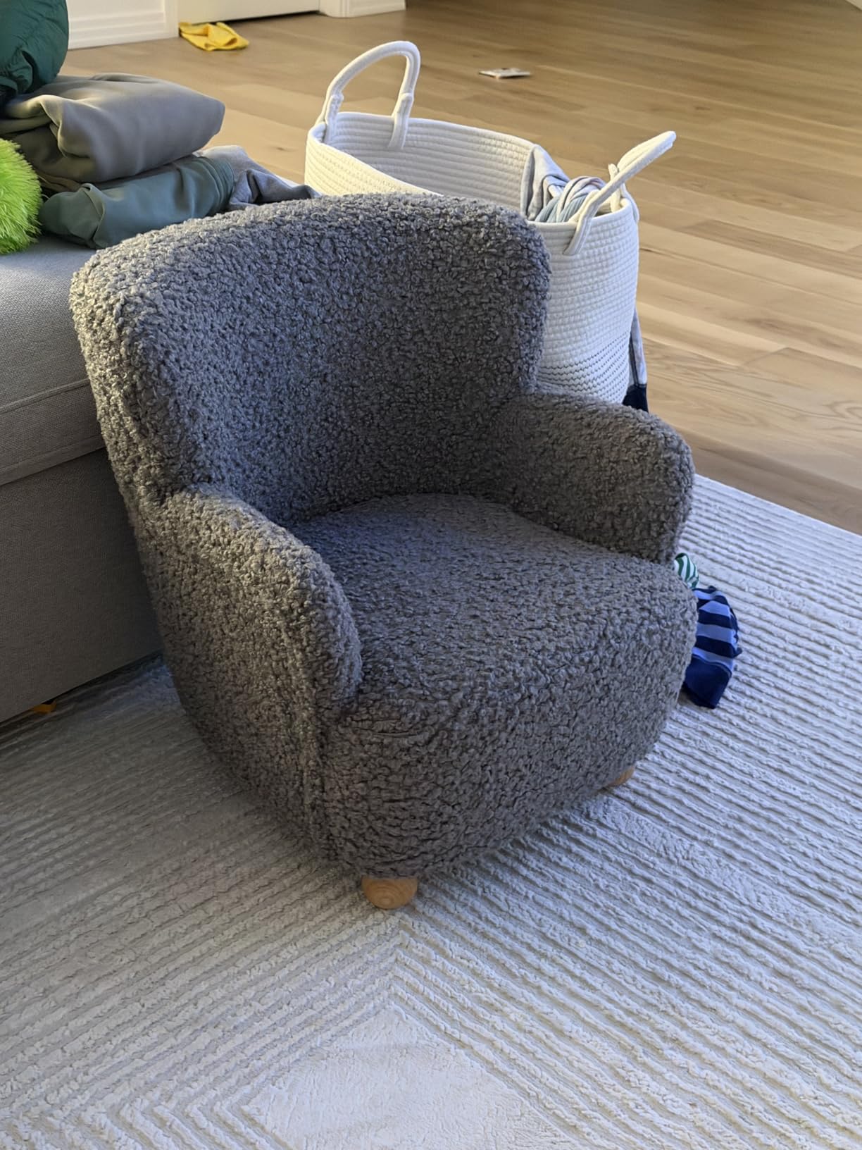 Costzon Kids Sofa, Comfy Toddler Armchair with Solid Rubber Wood Legs, Upholstered Children Reading Chair for Boys & Girls Aged 3+, Kids Furniture Mini Recliner Chair for Bedroom, Playroom (Gray) customer photo 1