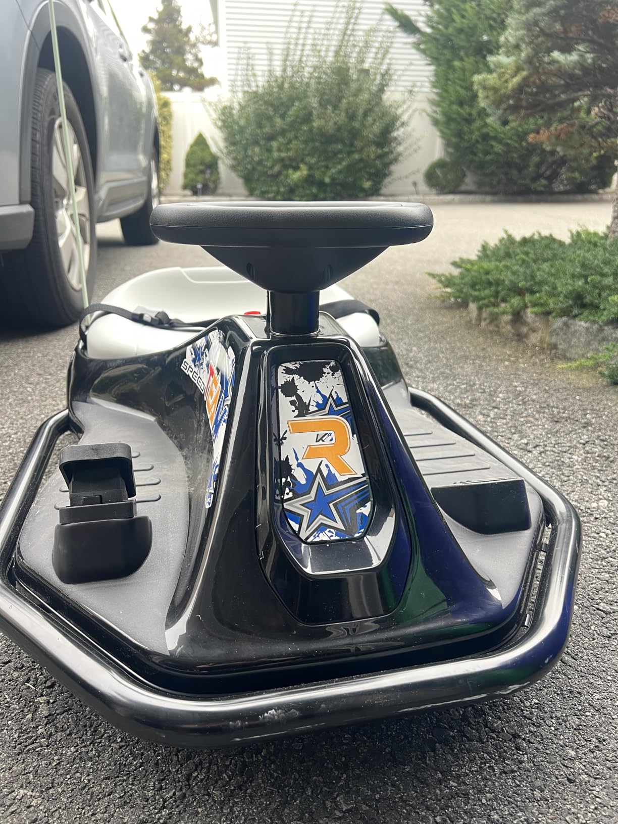 Electric Drifting Go Kart for Kids Ages 3+, 24V Powered 360 Degree Spin Ride-On Drift Racer Car, Safety and Simplified Drifting System, Upgraded Glowing Wheels(2 Spare LED Wheels Included), Black customer photo 1
