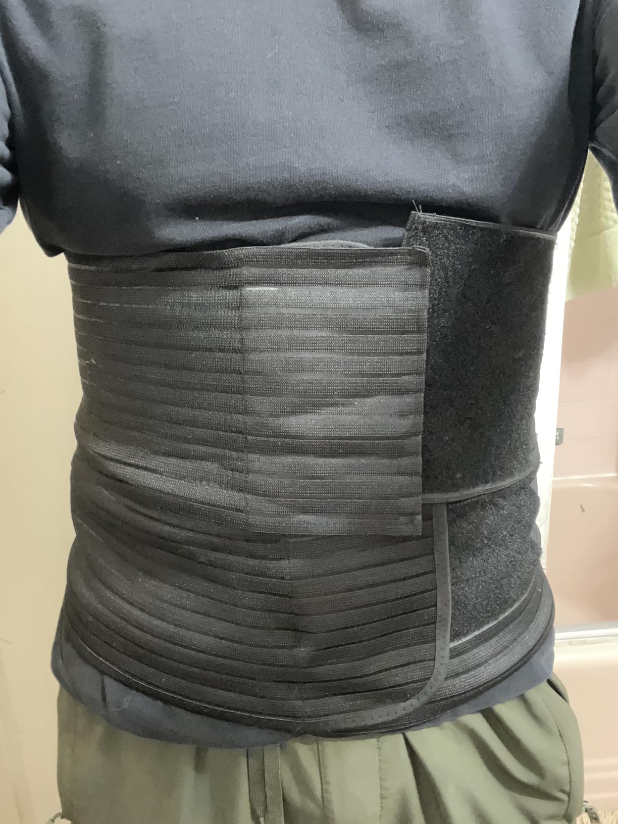 Abdominal Binder, 12-Inch Wide Elastic Belly Wrap for Plus Size Men and Women, Abdominal Binder Post-Surgery Stomach Compression Garment for Hernia Surgery, Natural Birth(Black,XXL) customer photo 1