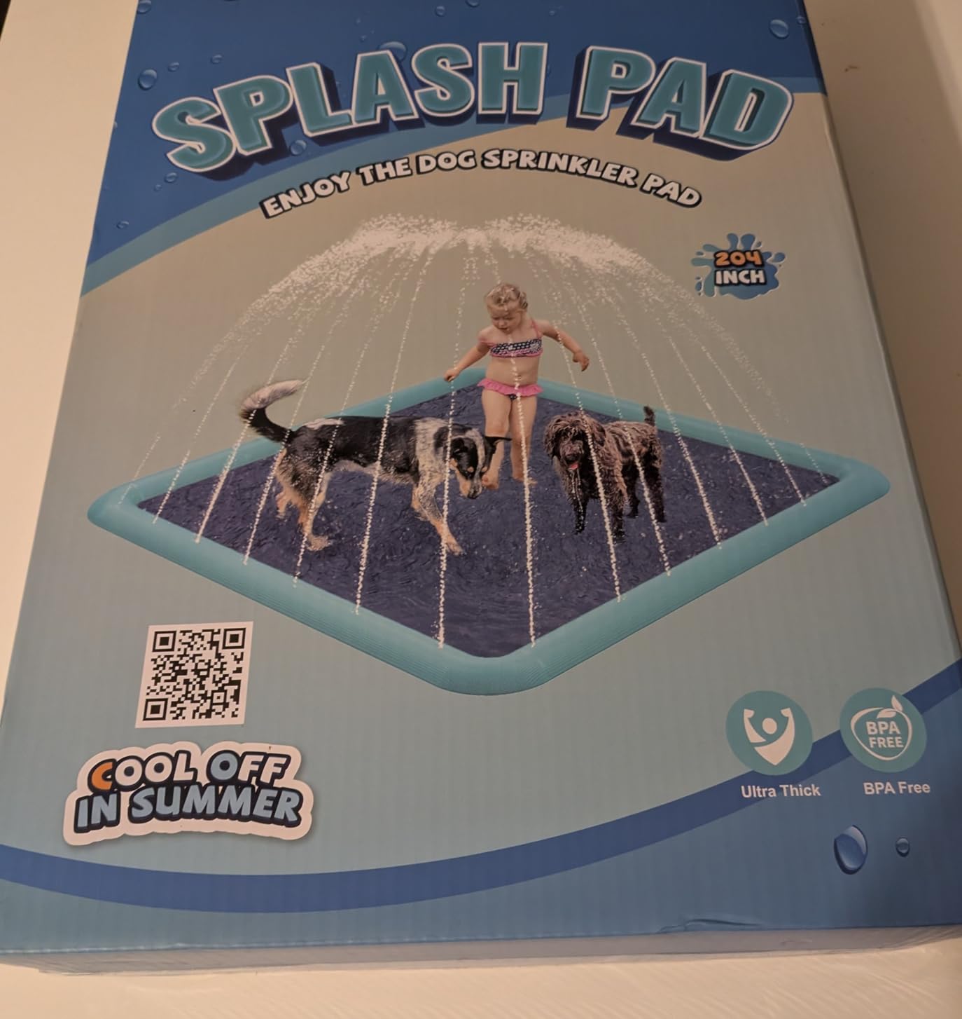 17 FT Giant Splash Pad for Dogs, Non-Slip Splash Pads for Toddlers 3+, Heavy Duty Thickened Sprinkler Pool Summer Outdoor Water Toys customer photo 1