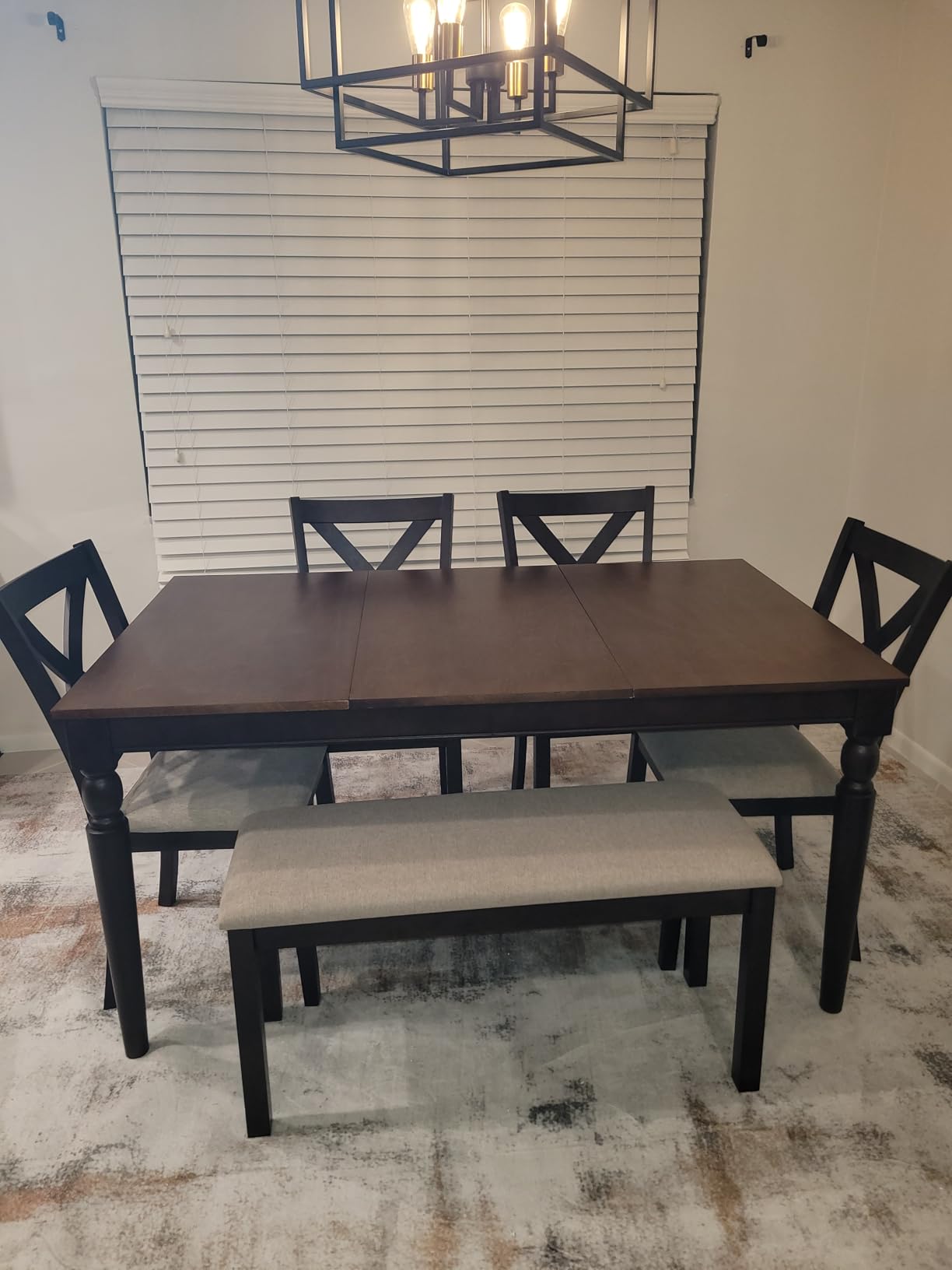 AMERLIFE 6-Piece Farmhouse Dining Table Set for 6-7, 60