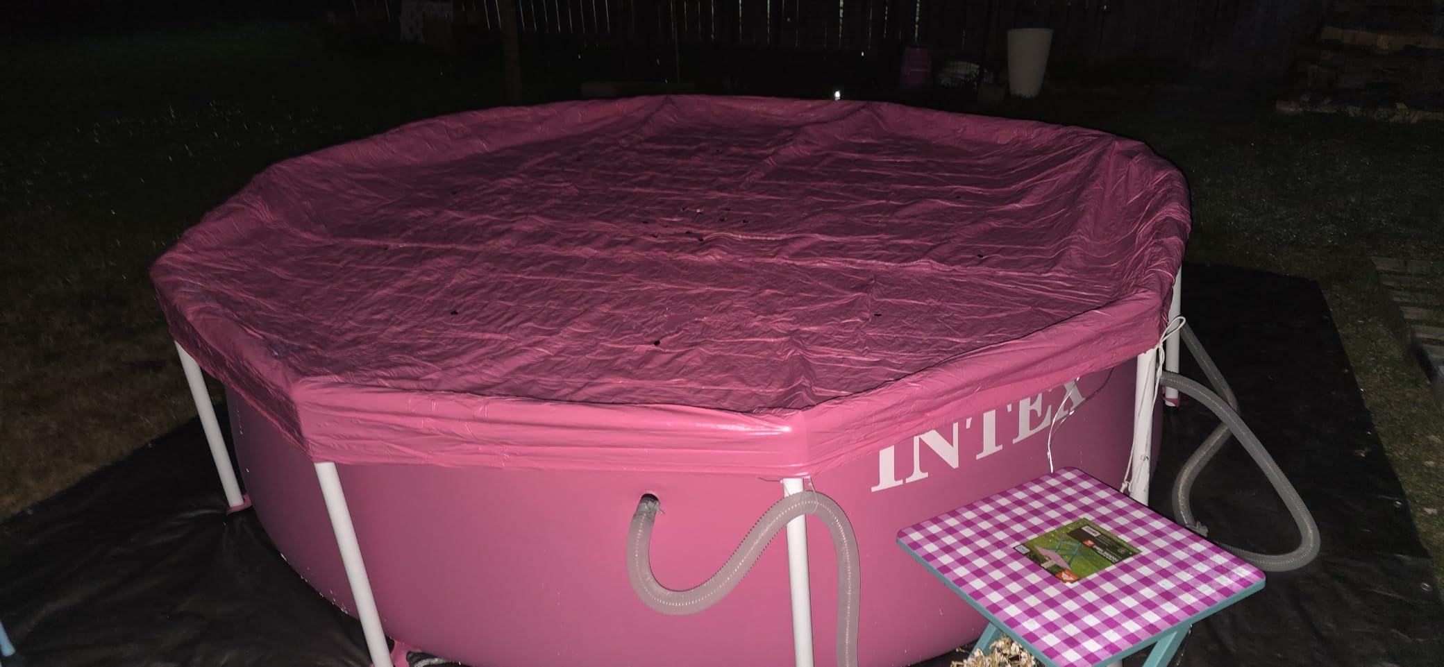 INTEX Rectangular Frame 8 ft 6 in x 5 ft 4 in x 26 in Above Ground Pool, Swimming Pool with Steel Frame, Pink - Pump Not Included customer photo 2