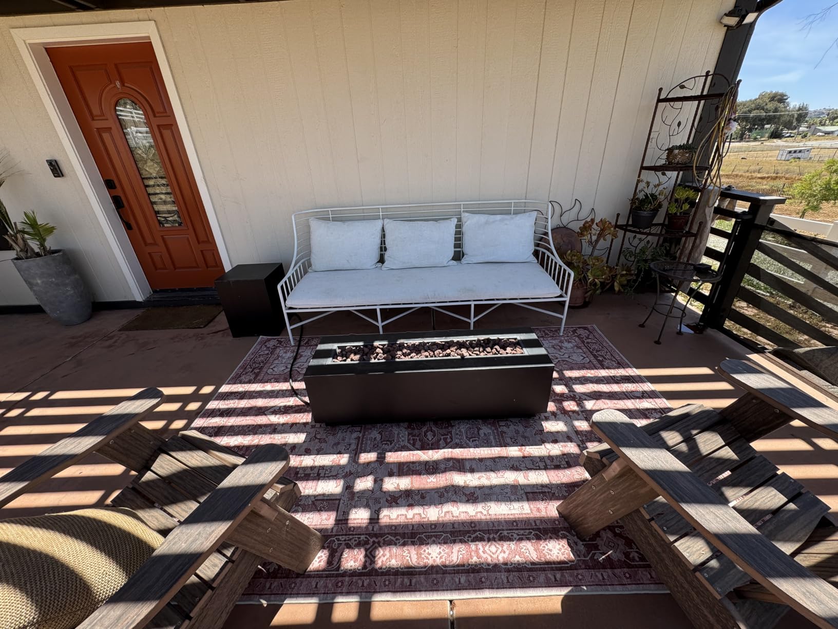 GENIMO Outdoor & Indoor Area Rug 5'x8', Waterproof, Non-Shedding, Easy Cleaning, Boho Mat for Patio, Living Room, Balcony, Dining Room, RV, Deck, Bedroom, Camping, Outside Carpet,Blue customer photo 1