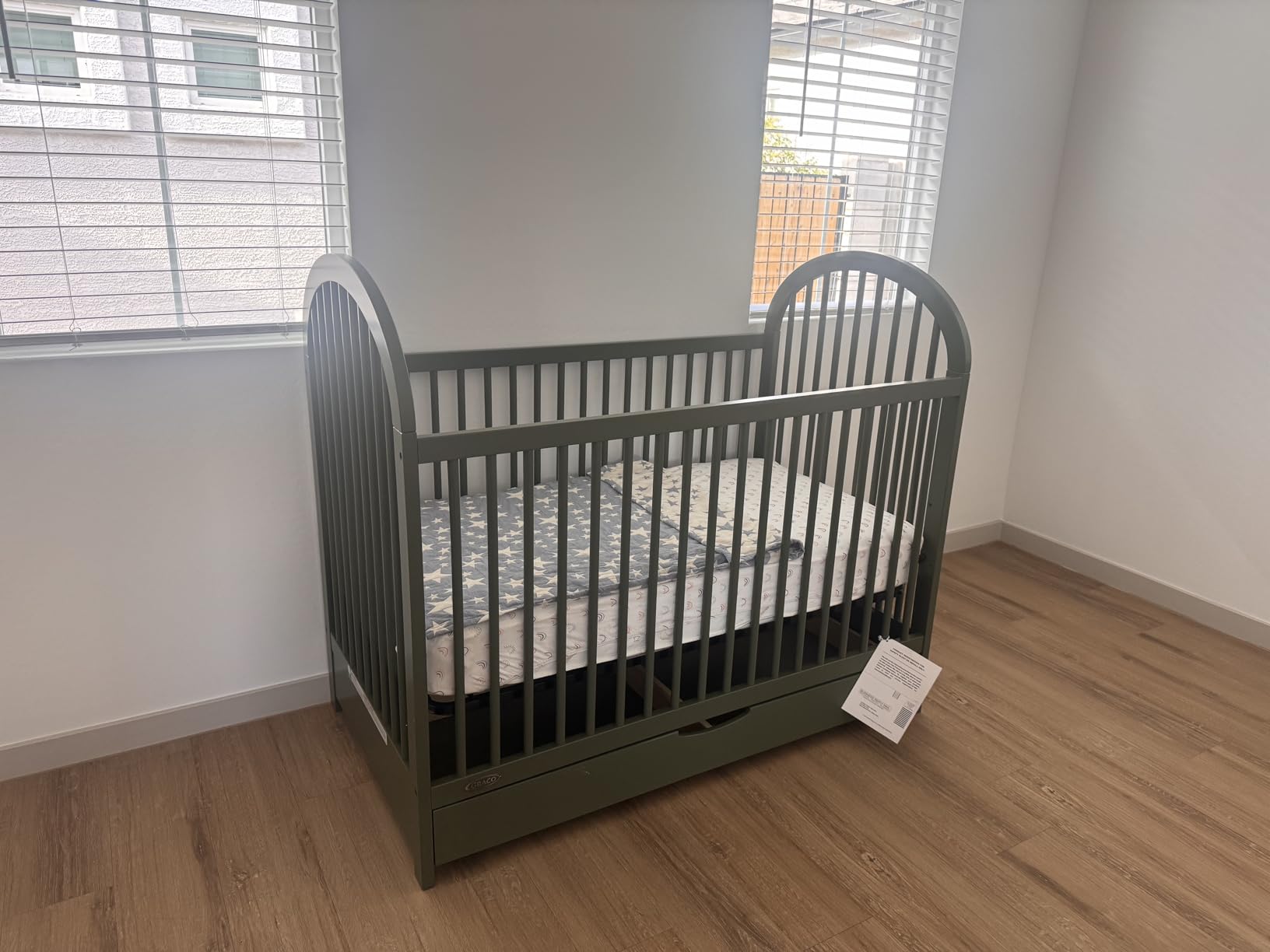 Graco Olivia 3-in-1 Convertible Crib with Drawer - Converts from Baby Crib to Toddler Bed and Daybed, GREENGUARD Gold Certified, Baby Safety Alliance Verified, Easy Assembly (Driftwood) customer photo 1