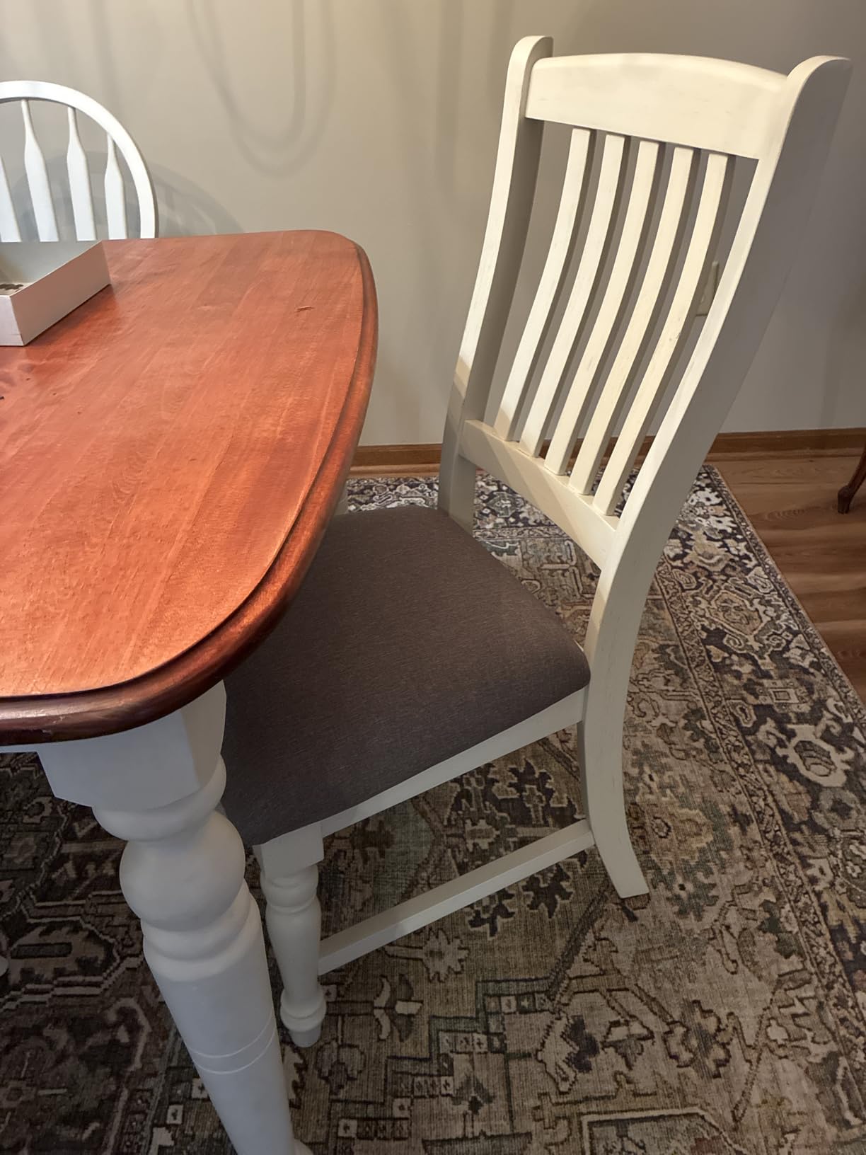 Giantex Wood Dining Chairs Set of 2, Farmhouse Black Kitchen Chair with Solid Wood Frame, Max Load 355 Lbs, Armless Upholstered Dining Side Chairs with Cushion Seat, Slat Back Dining Room Chairs customer photo 1