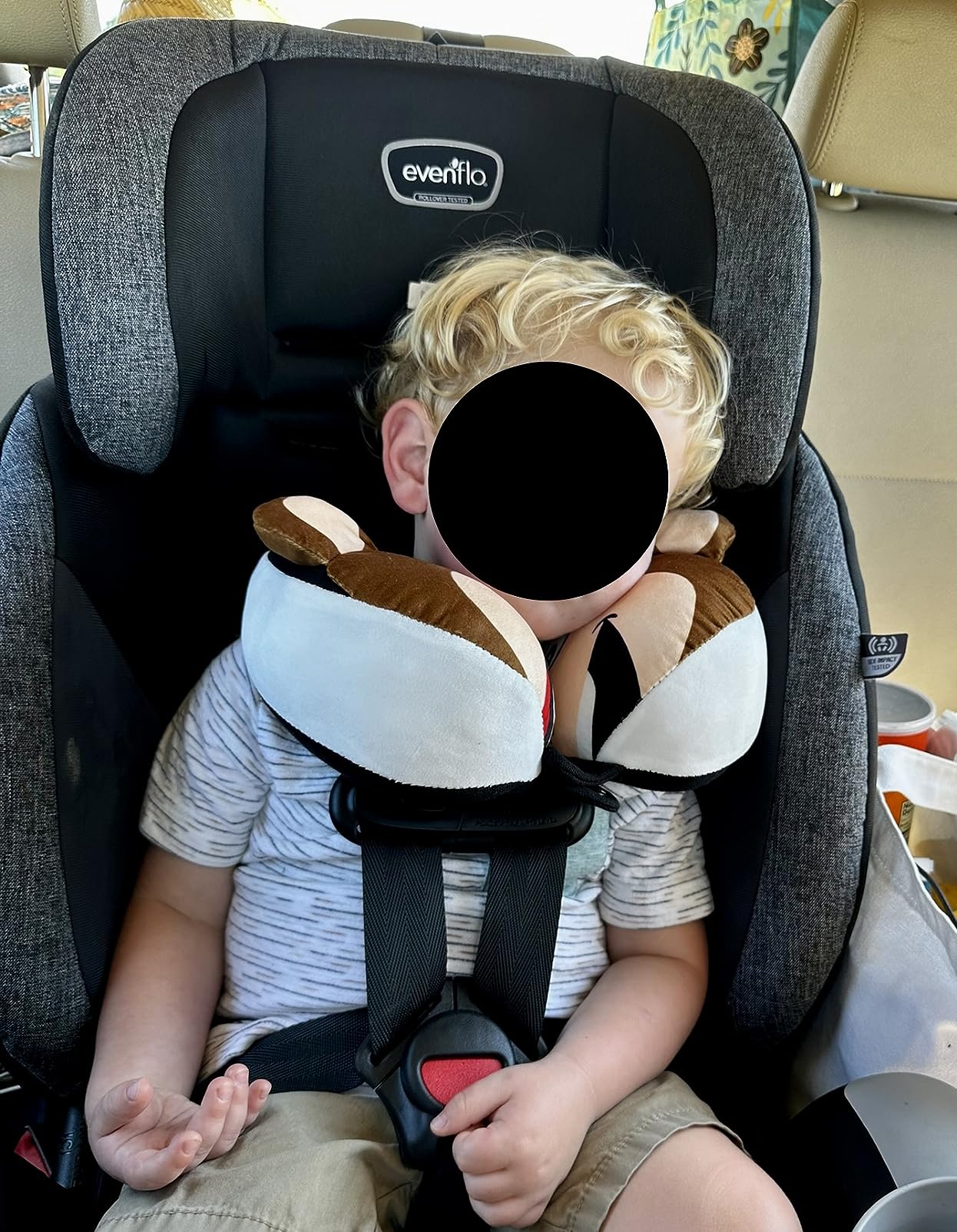 COOLBEBE Kids Travel Neck Pillow, Softly Headrest Travel Pillow for Car & Airplane, Traveling Gifts for Toddler & Children, Haze Blue customer photo 2