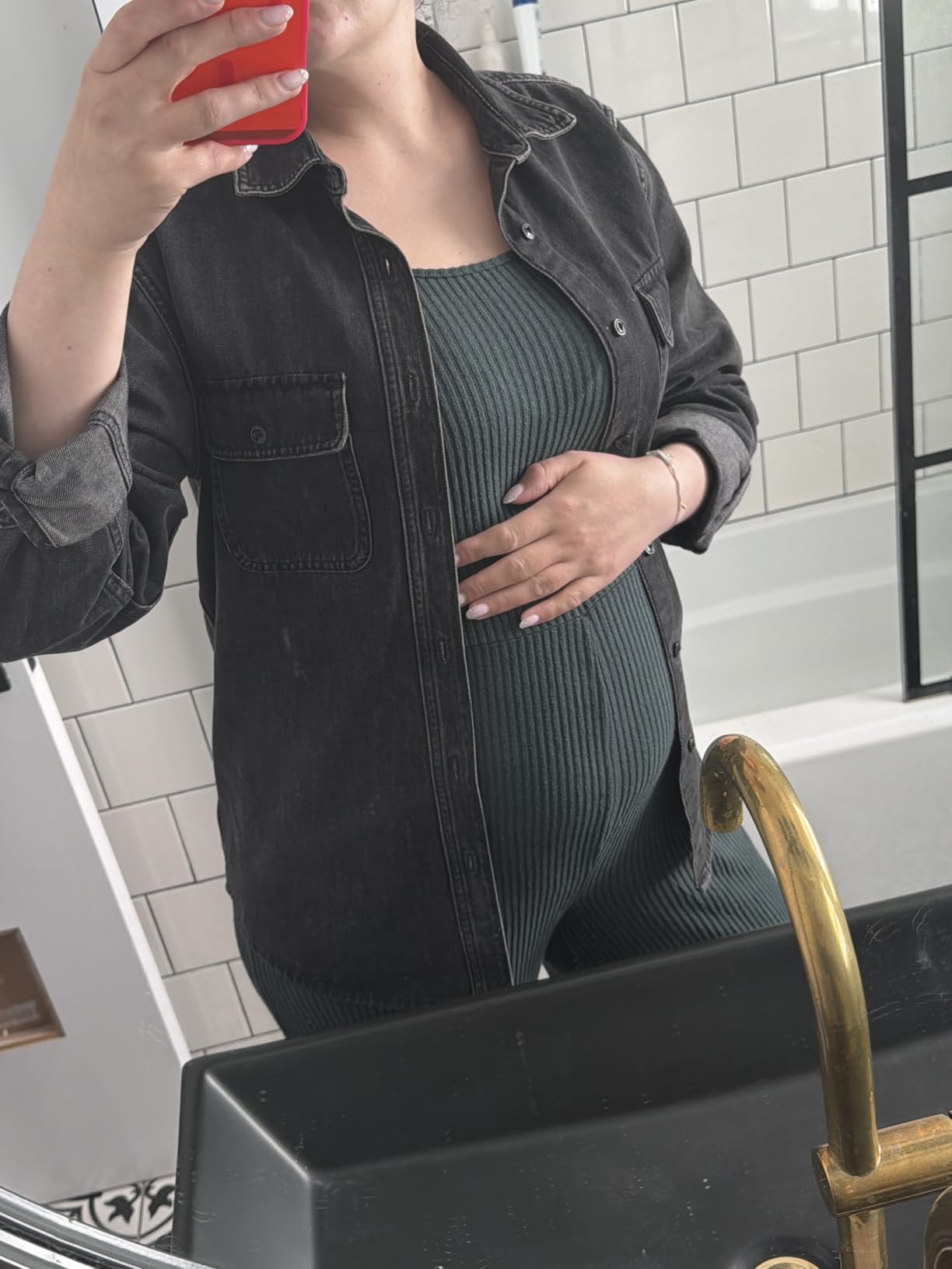 BLENCOT Maternity Ribbed Jumpsuit Sleeveless Square Neck Wide Leg Stretchy One Piece Romper customer photo 2