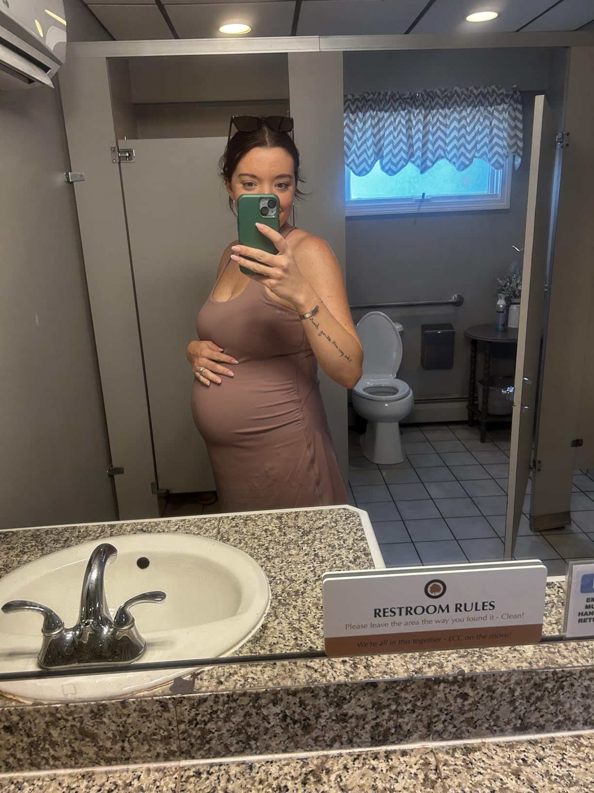Maacie Maternity Tennis Dress with Shorts and Built in Bra Scoop Neck Sleeveless A-line Workout Golf Dress with Pocket customer photo 2