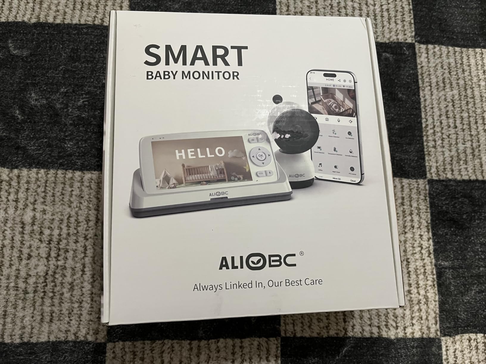 ALIOBC Smart Baby Monitor with Camera and Audio WiFi & No-WiFi Modes AI Cry Detection Night Vision 1080p FHD Camera and 5
