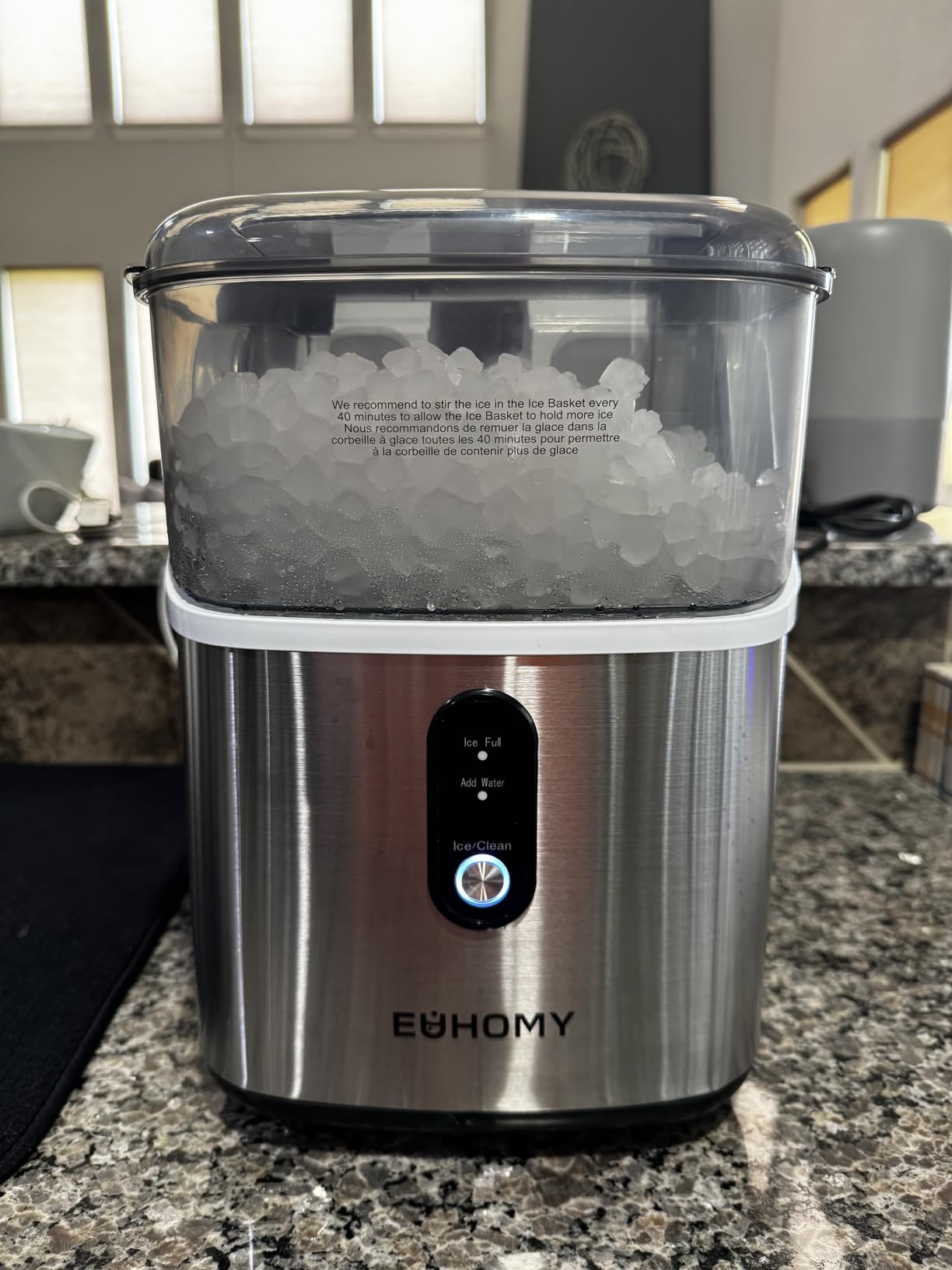 EUHOMY Nugget Ice Maker Countertop, Ready in 7 Mins, 35Lbs/24H Pebble Ice Maker Machine, Self-Cleaning, Stainless Steel customer photo 1
