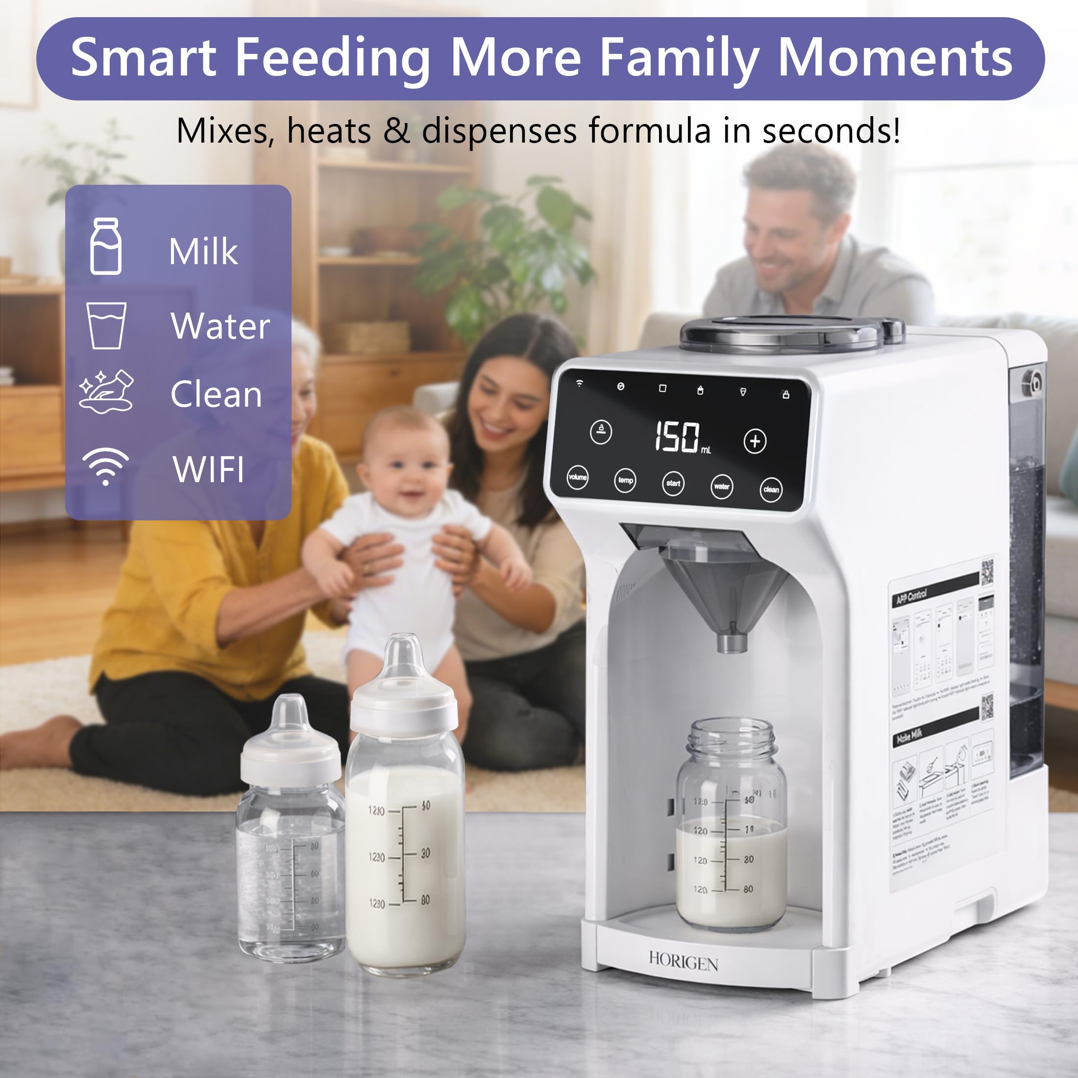 Horigen Baby Formula Dispenser Formula Maker - Advanced WiFi Bottle Maker Formula Machine with Automatic Mix & Clean, Instant Warm Water, Fast Milk Make with Accurate Dispensing & Temperature Control customer photo 2