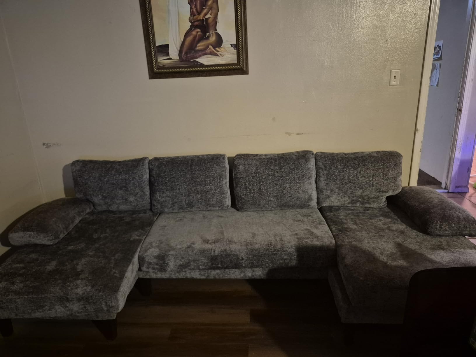 U-Shaped Sectional Couches for Living Room | 112 Inch Modern Sectional Couch | Dark Grey Chenille Sofa with Double Chaise for Apartment customer photo 2