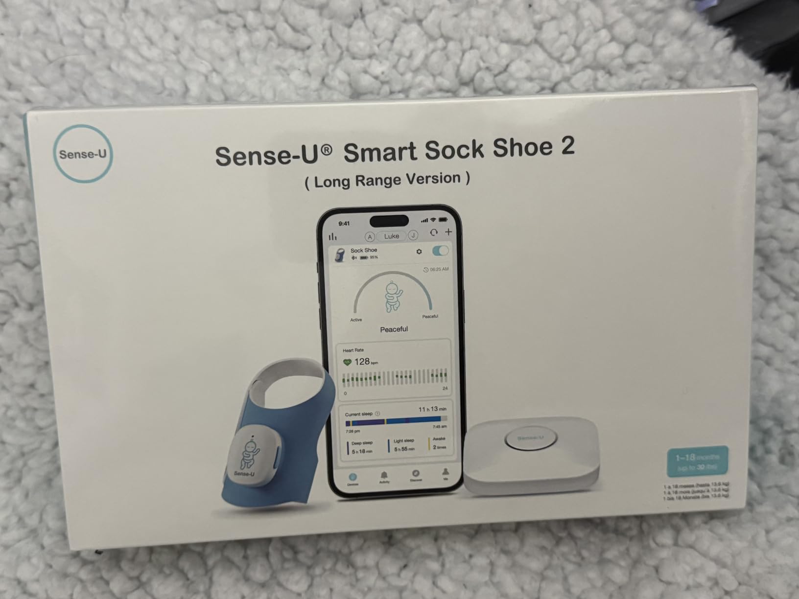 Sense-U Smart Sock Shoe 2 (Long Range) Baby Monitor with Access from Anywhere: Track Heart Rate, Sleep Patterns, with Transmissive PPG Foot Sensor customer photo 1
