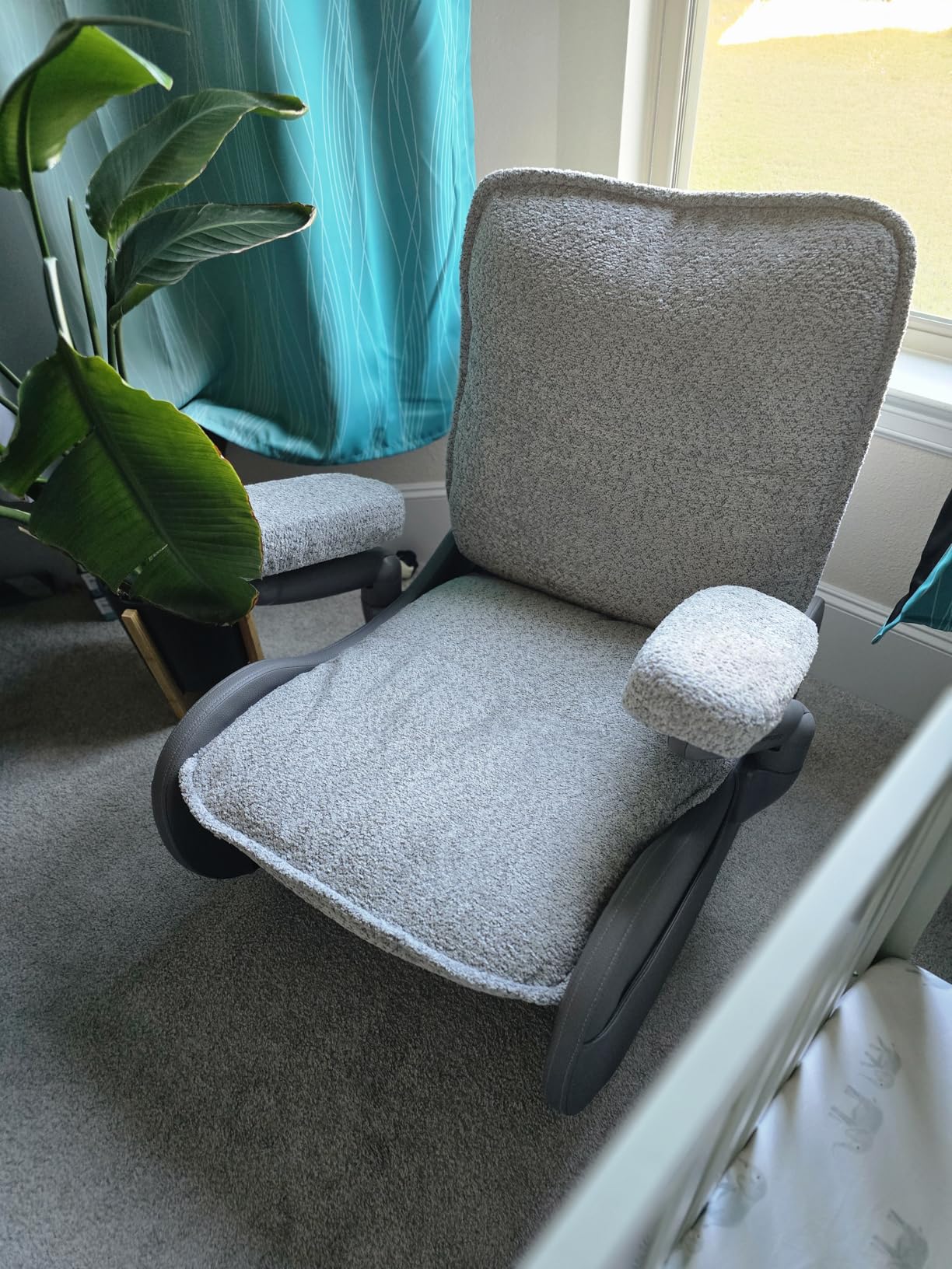 MAMAZING Nursery Rocking Chair Glider with Ottoman for Breastfeeding, Nursing Chair with Removable Cover for Mom, Reading Chair for Bedroom, Living Room(Brown/Beige) customer photo 2